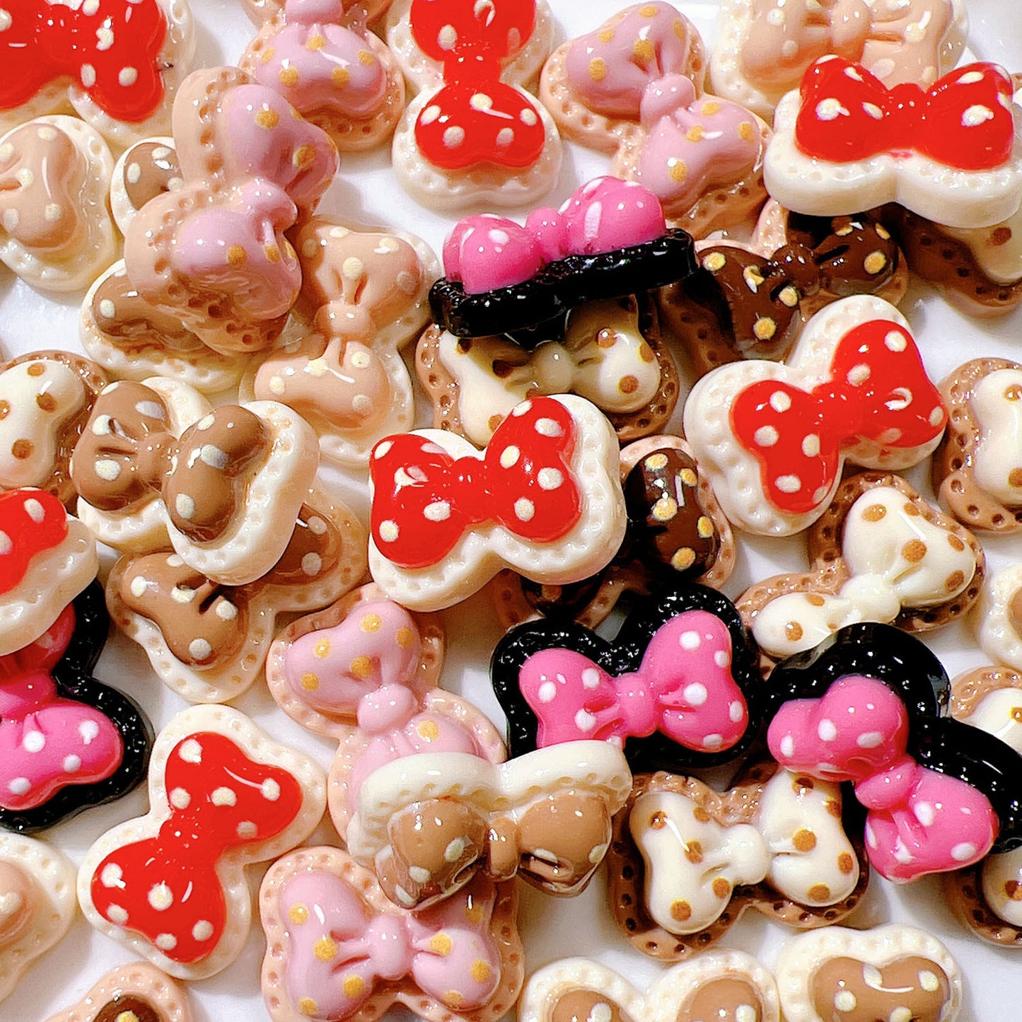 (5pic for 1 Bag) Cutie Mini Double-layer Dot Bow  DIY Resin Charms  (Pack Offline)