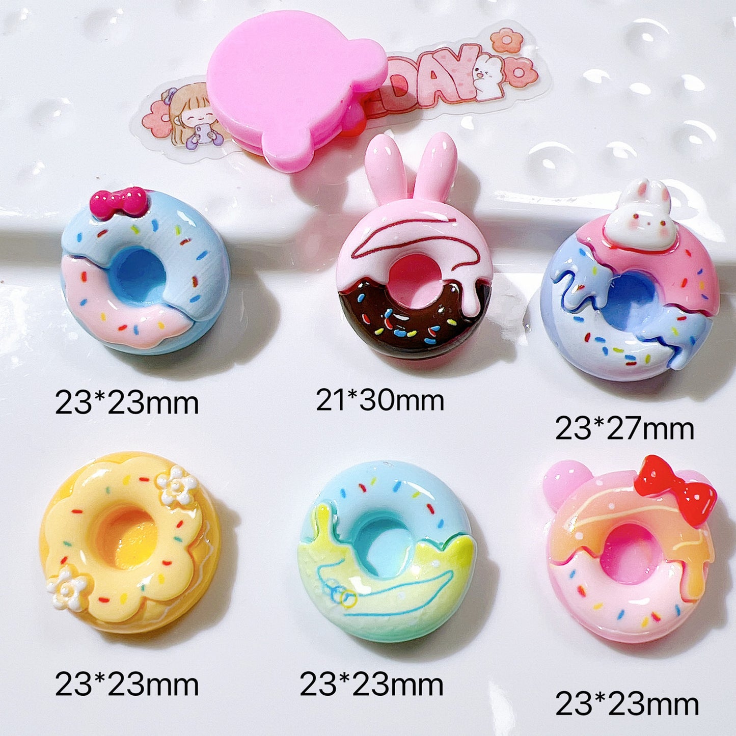 (5pic for 1 Bag) Cutie  Rabbit Donut  DIY Resin Charms(Pack Offline)