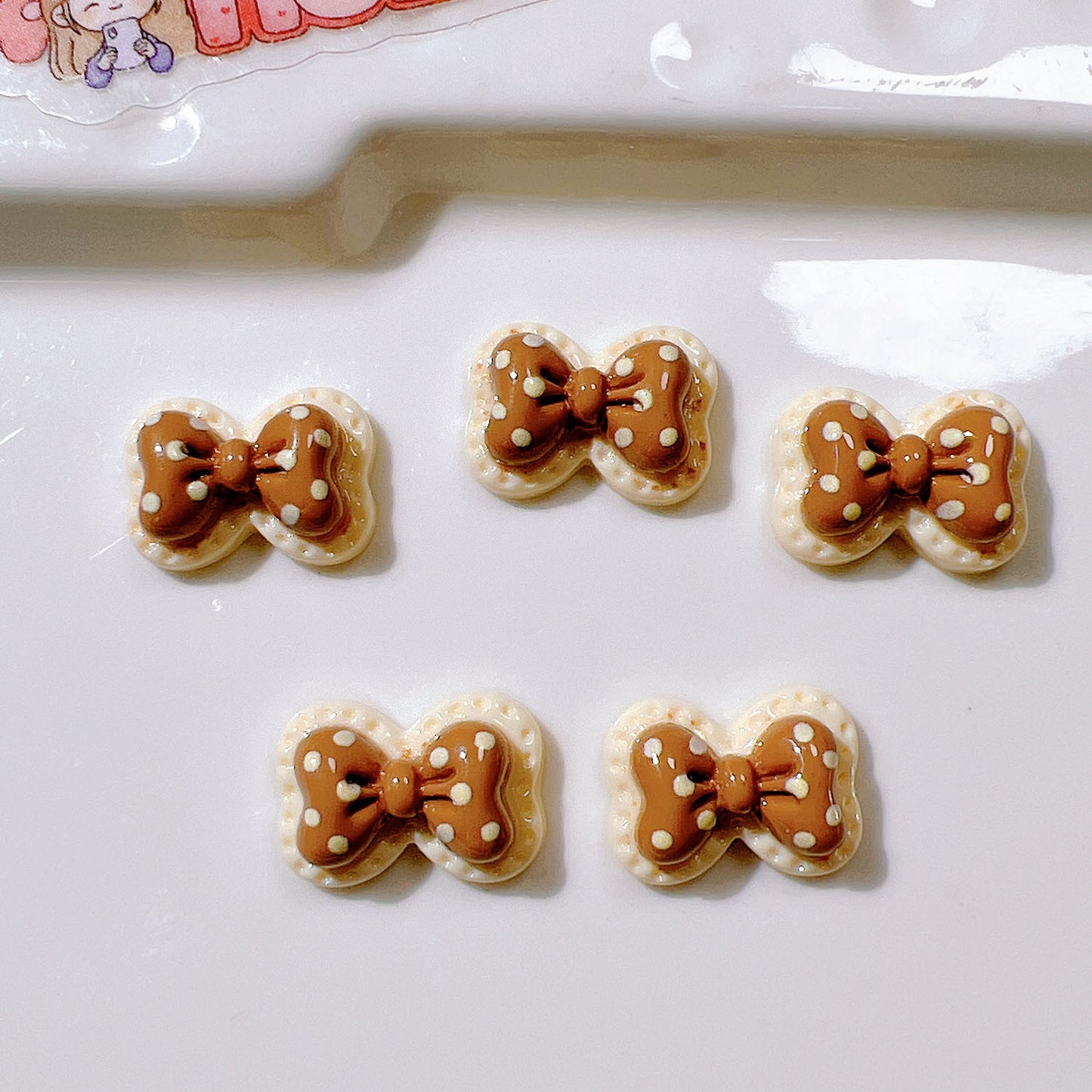 (5pic for 1 Bag) Cutie Mini Double-layer Dot Bow  DIY Resin Charms  (Pack Offline)