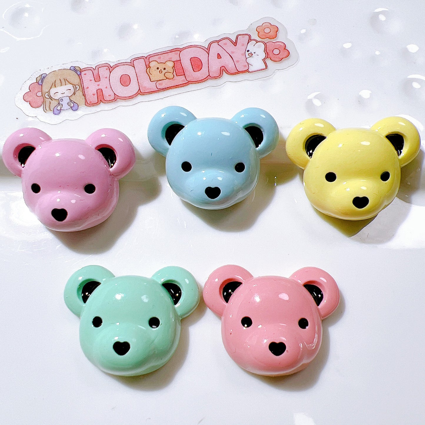 （5pic for1bag）Cutie bear head diy resin charms （pack offline）