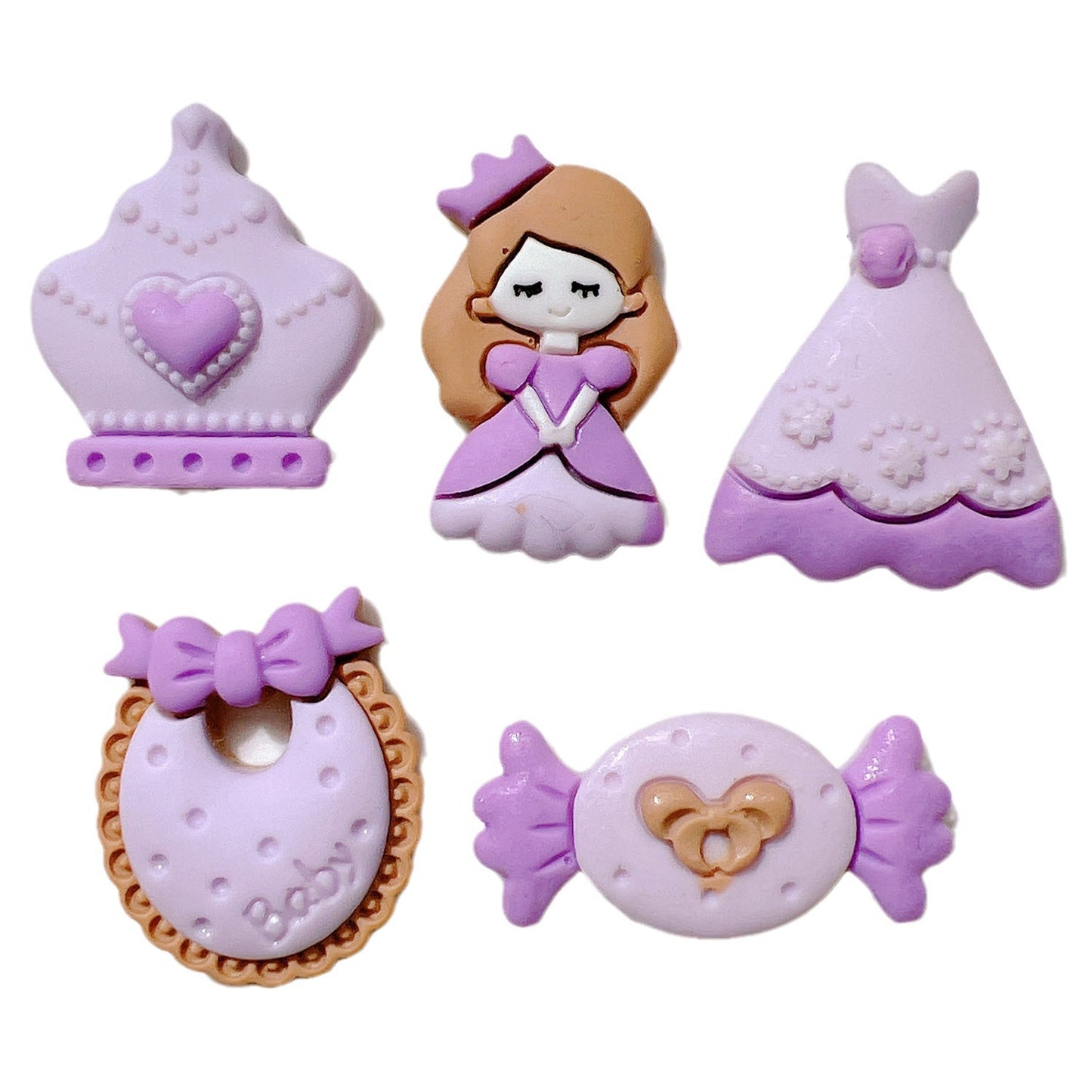 (5pic for 1 Bag) Cute Purple Princess Crown DIY Resin Charms (Pack Offline)