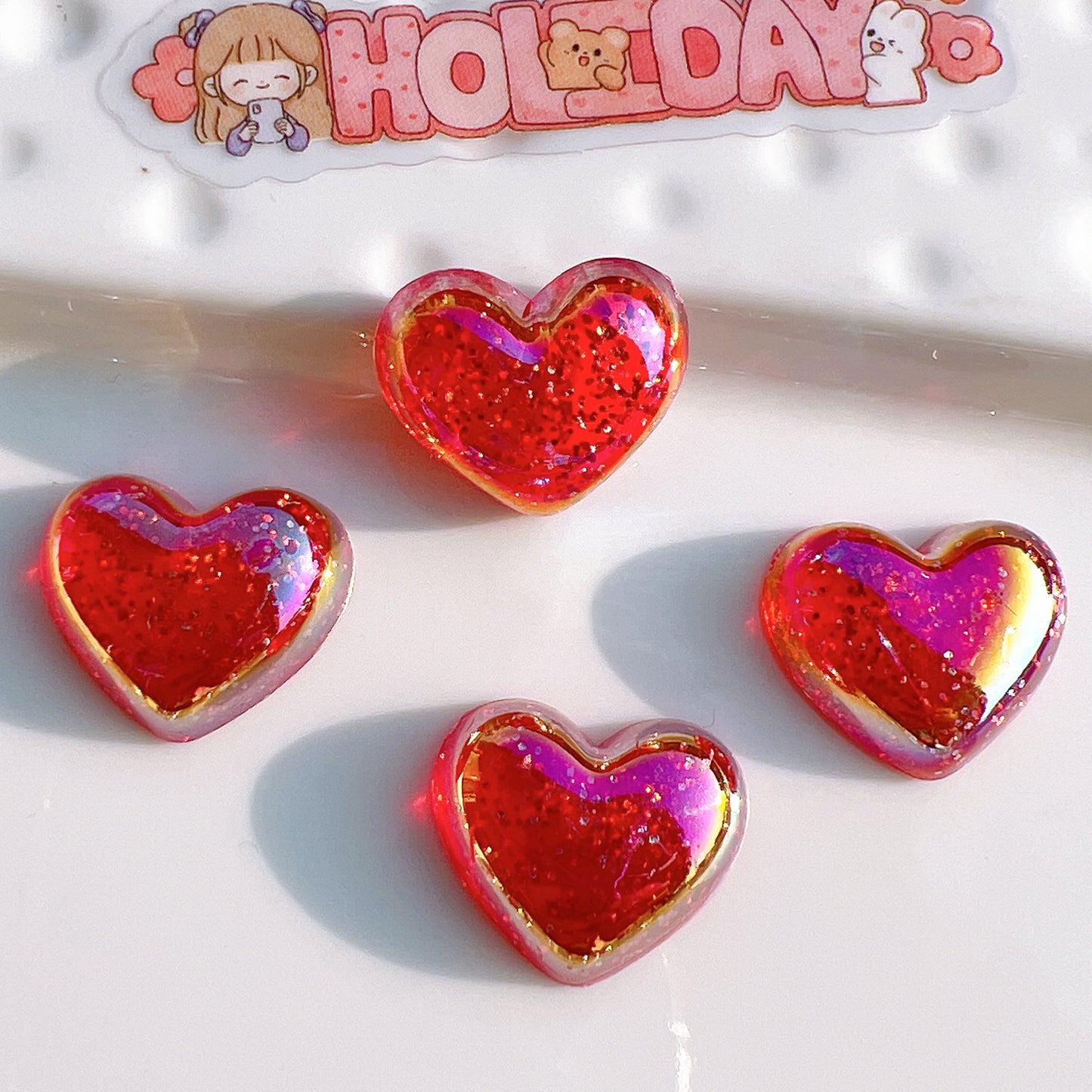 (5pic for 1 Bag) Cuteacrylic Glitter Pink Love Charms (Pack Offline)