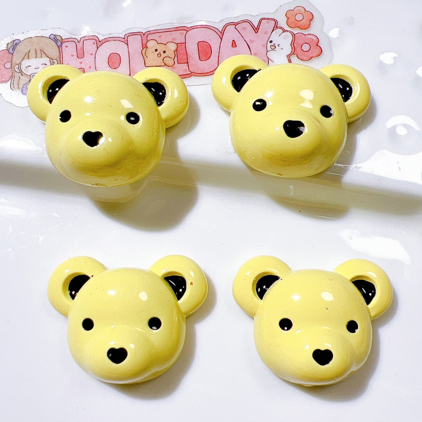 （5pic for1bag）Cutie bear head diy resin charms （pack offline）