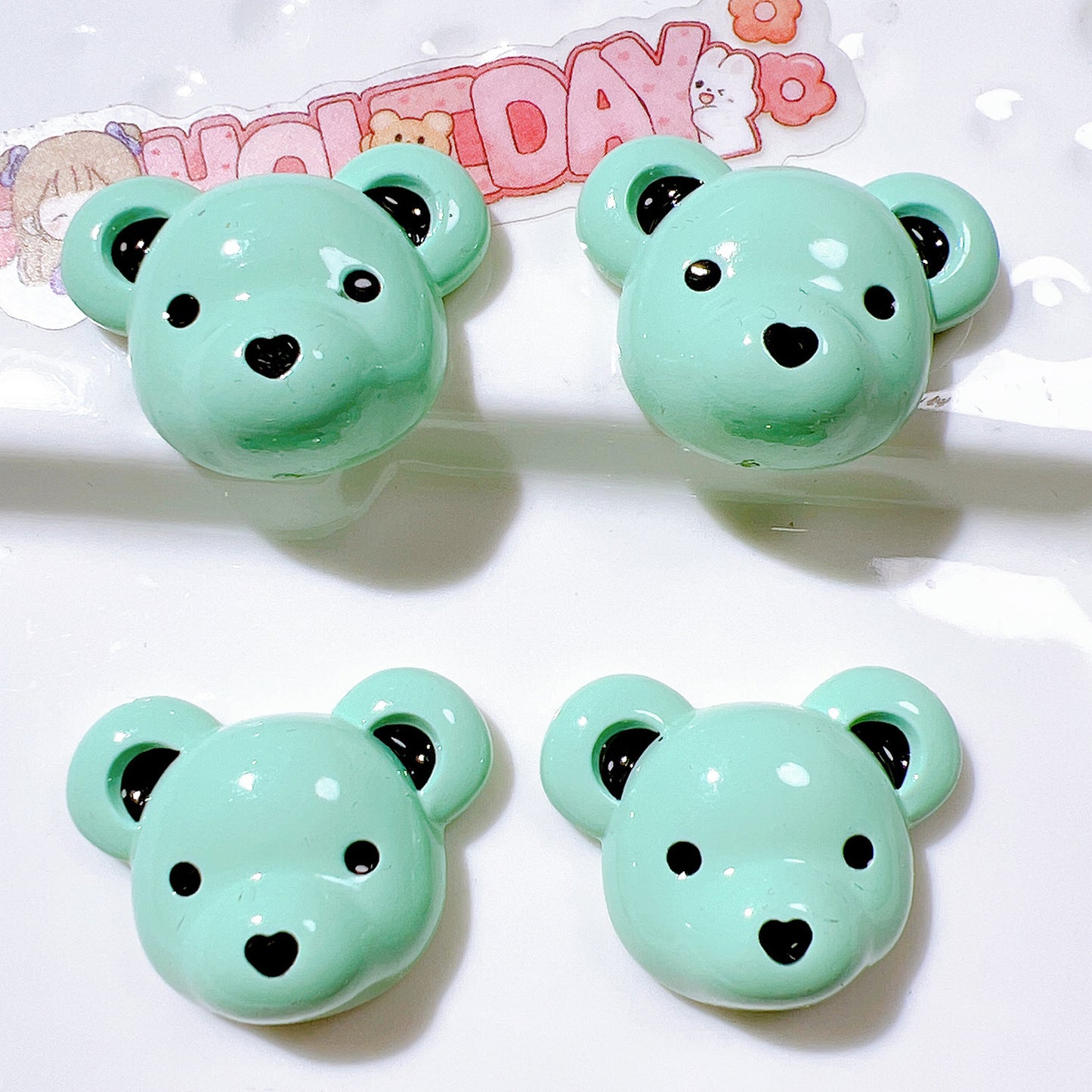 （5pic for1bag）Cutie bear head diy resin charms （pack offline）