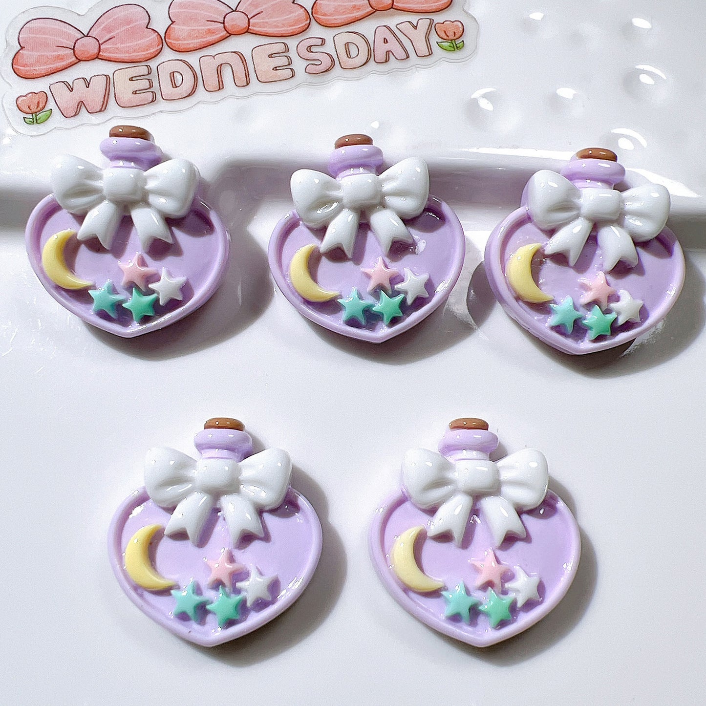 (5pic for 1 Bag) Cute Love Wish Bottle DIY Resin Charms  (Pack Offline)