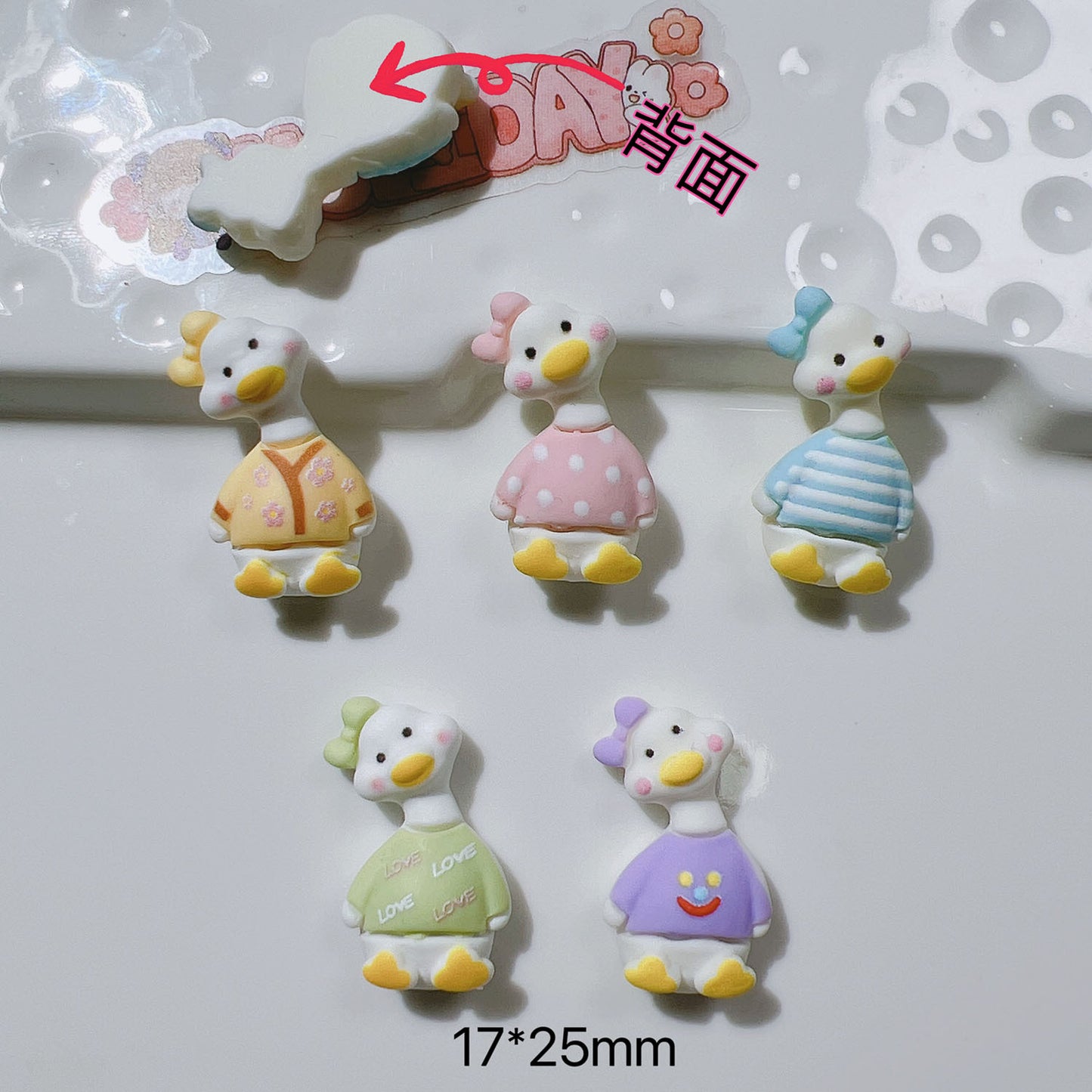 （5pic for 1bag）Cutie Crooked Head Duck Diy Resin Charms （pack Offline）