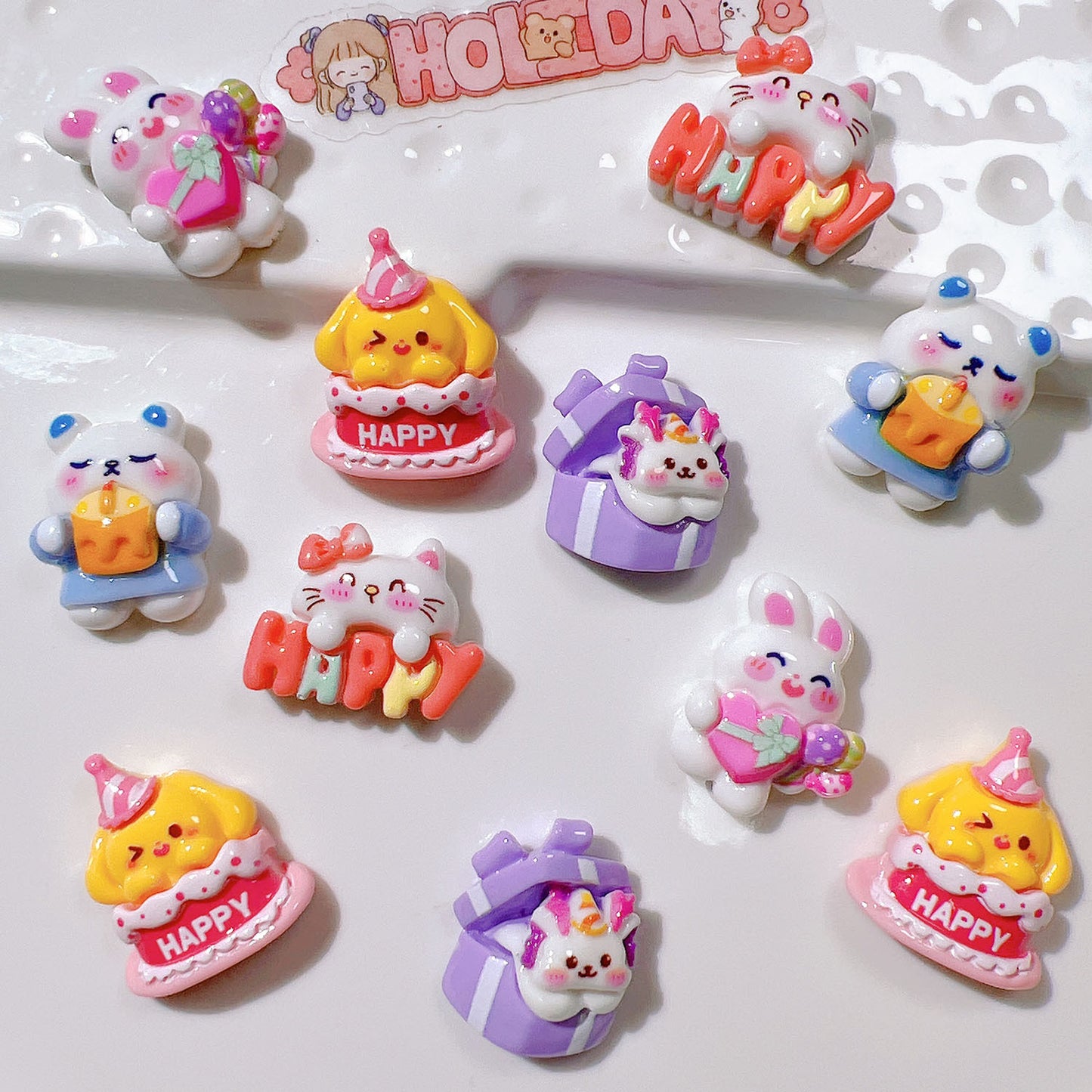 （5pic for 1bag）Cutie Happy Cat Cake Diy Resin Charms （pack Offline）