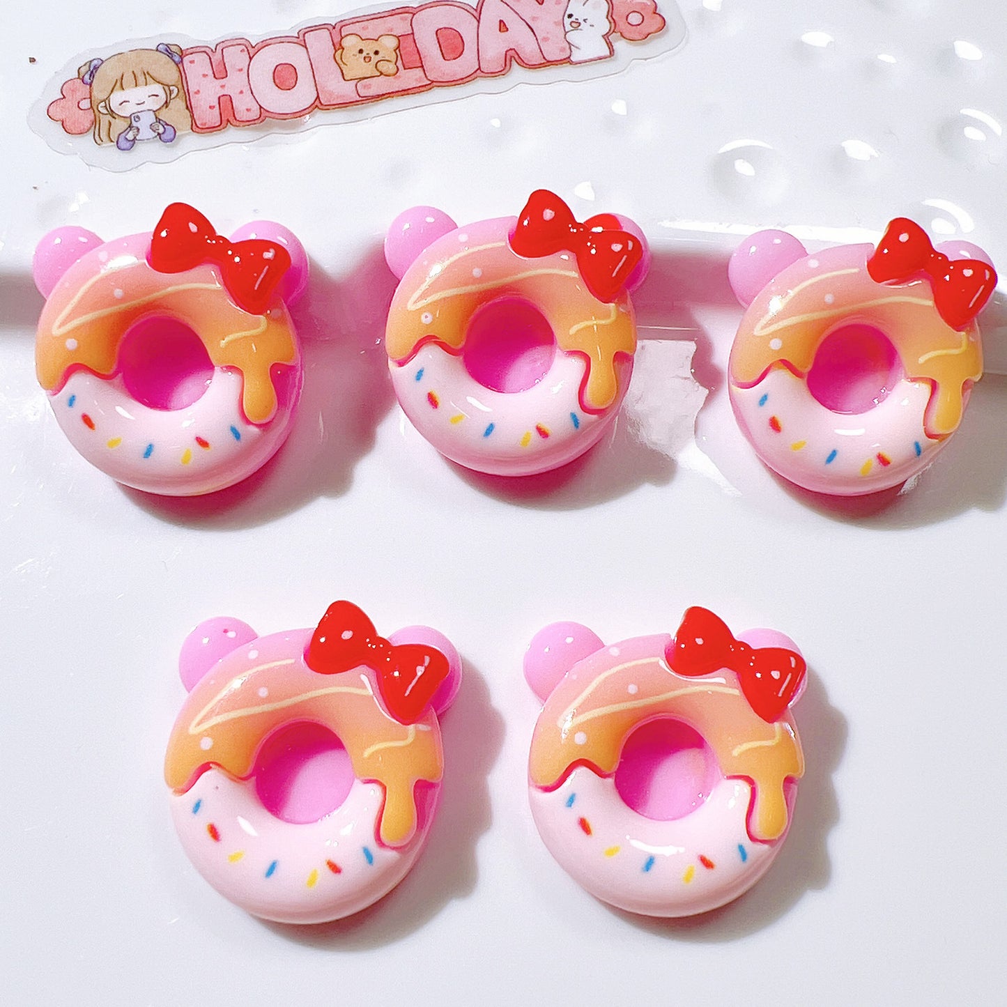 (5pic for 1 Bag) Cutie  Rabbit Donut  DIY Resin Charms(Pack Offline)