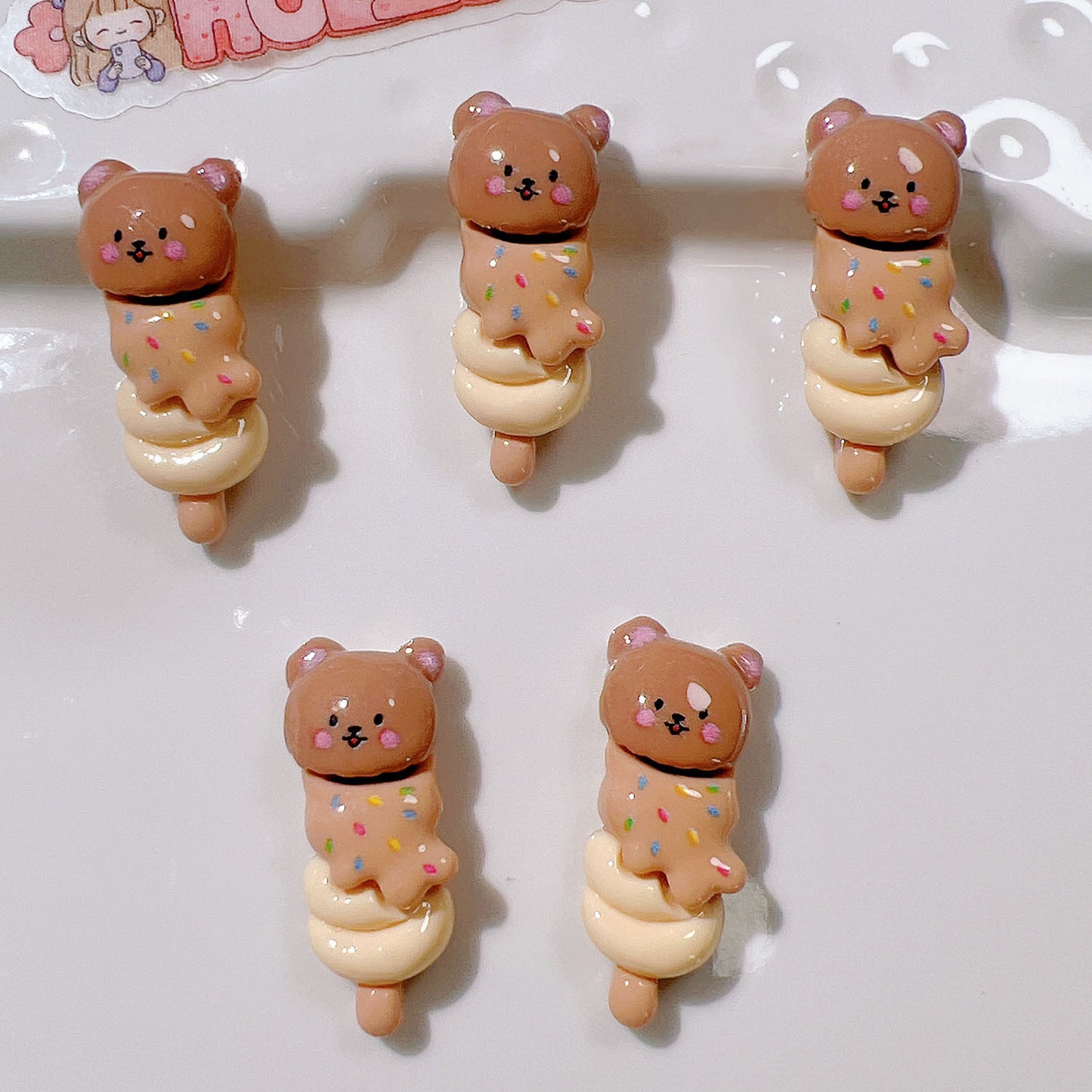 （5pic for 1bag）Cutie biscuit bear diy resin charms （pack offline）