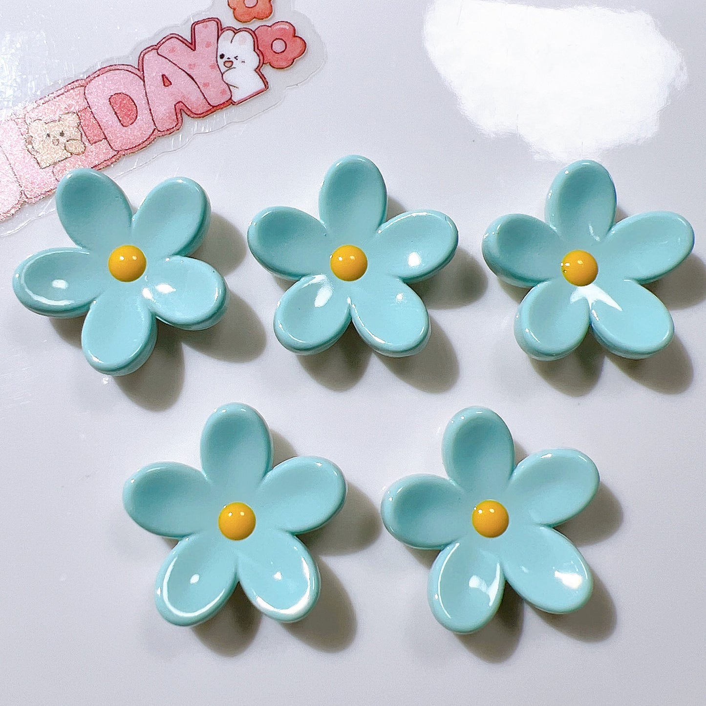 (5pic for 1 Bag) Cute Raised Edge Flowers DIY Resin Charms   (Pack Offline)