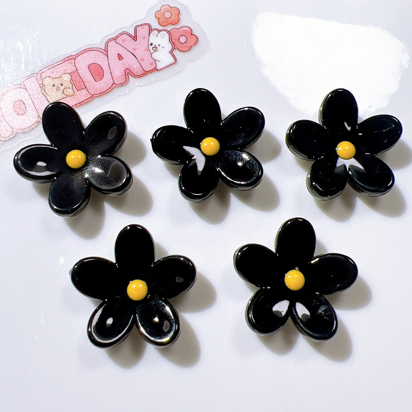 (5pic for 1 Bag) Cute Raised Edge Flowers DIY Resin Charms   (Pack Offline)