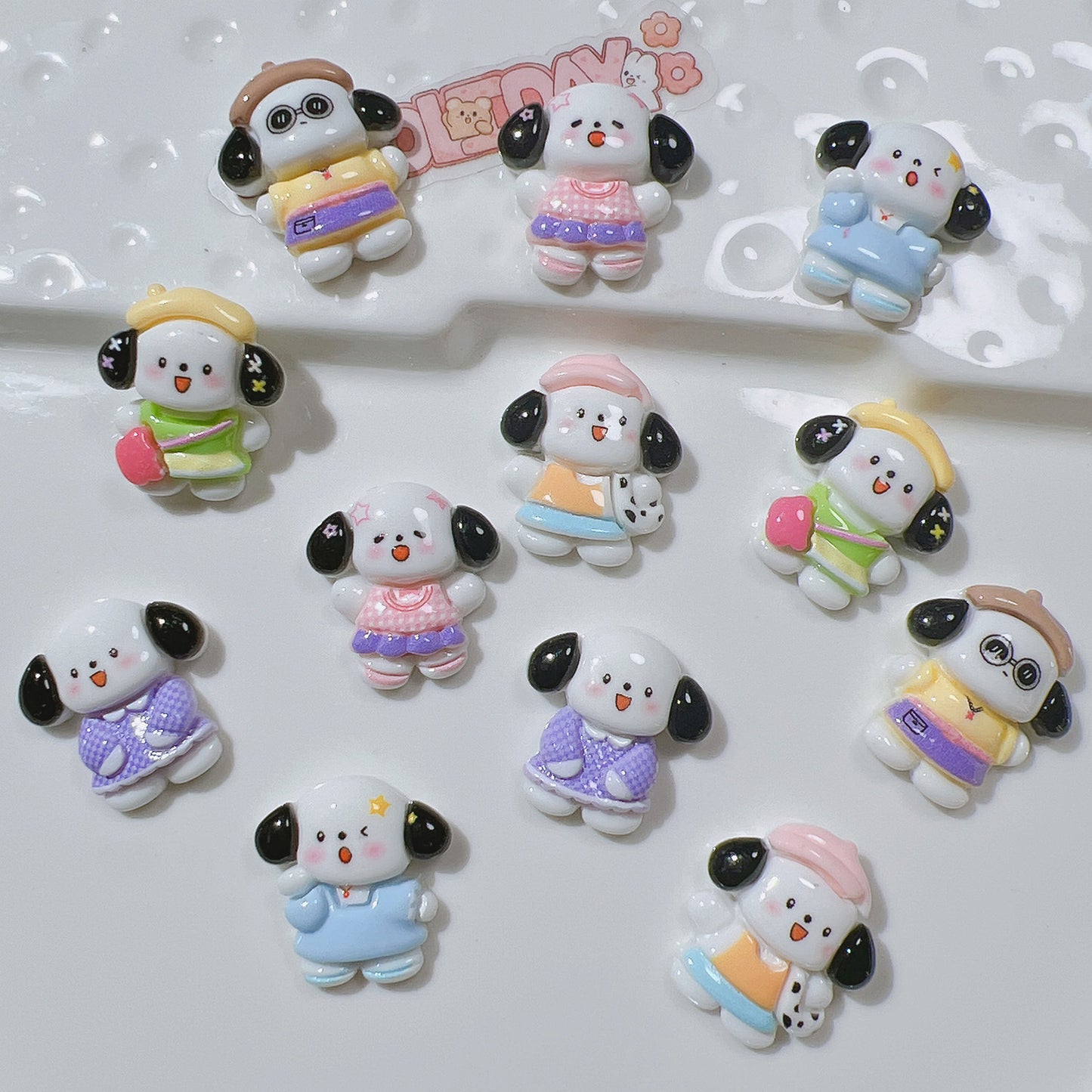 （5pic for 1bag）Cutie black ear dog diy resin charms （pack offline）