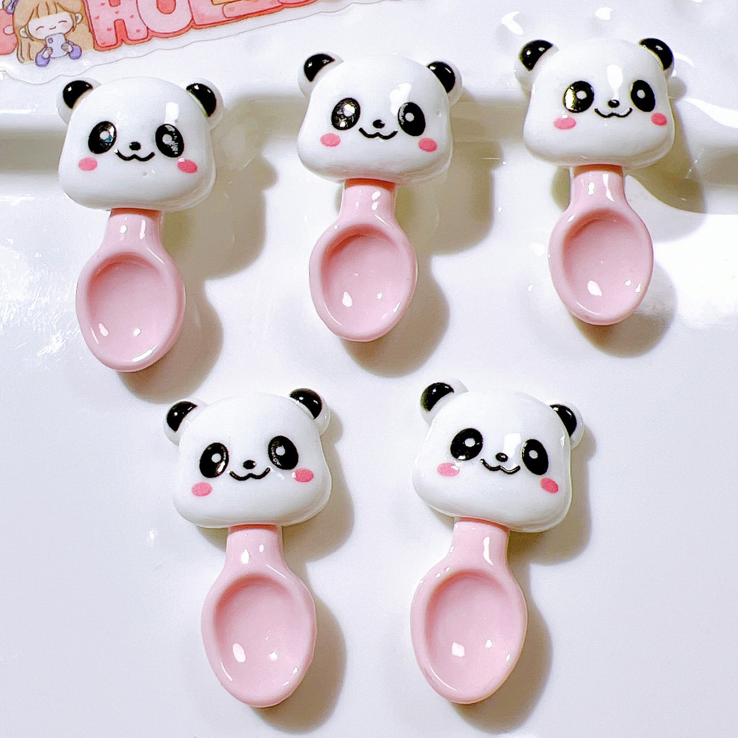 （5pic for1bag）Cutie diy charms resin patches handmade materials cream glue phone case diy kids hair accessories accessories pink bread bear