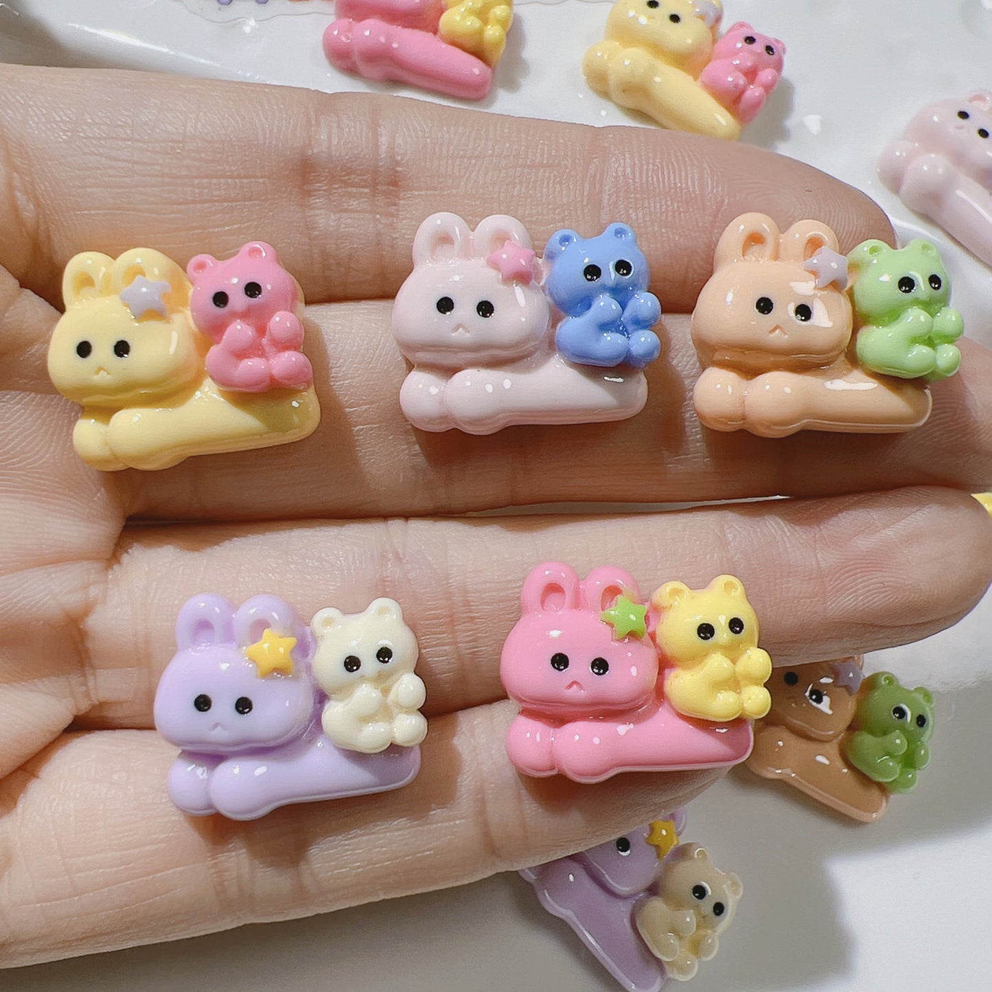 (5 Pic for 1 Bag) Cutie Rabbit Bear  Diy Resin Charms (Pack Offline)