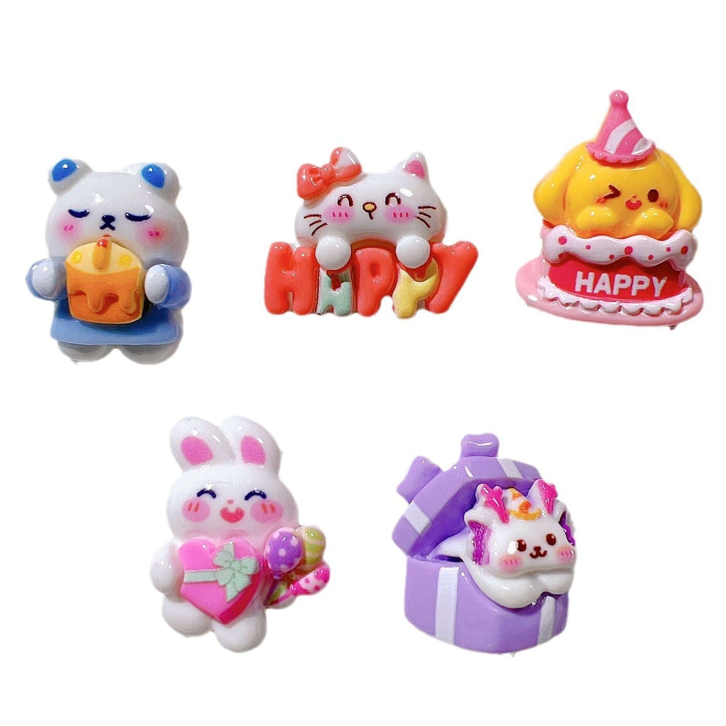 （5pic for 1bag）Cutie Happy Cat Cake Diy Resin Charms （pack Offline）