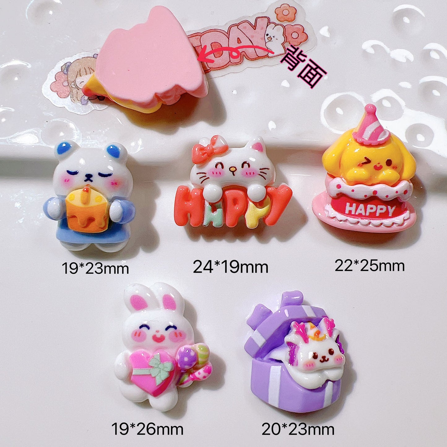 （5pic for 1bag）Cutie Happy Cat Cake Diy Resin Charms （pack Offline）