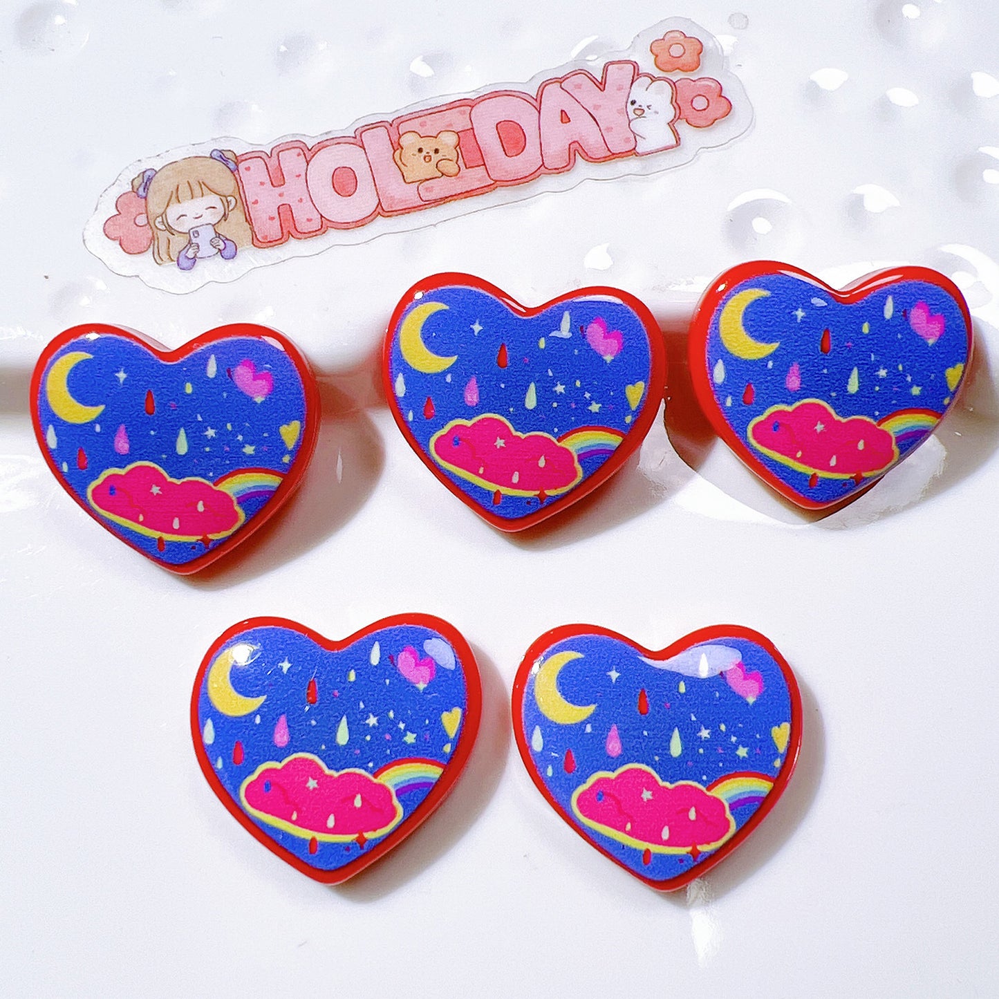 （5pic for1bag）Cutie heart diy charms resin （pack offline）