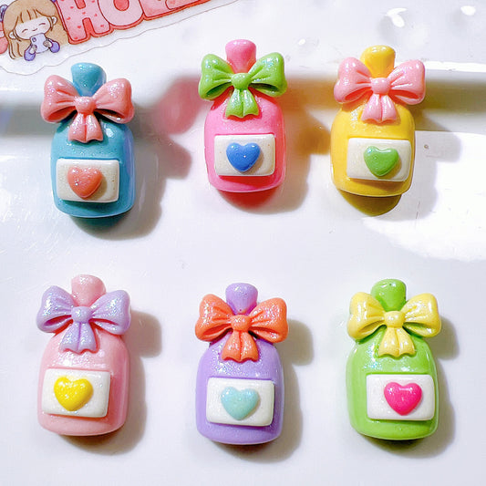 （5pic for1bag）Cutie pearl bow bottle  diy  resin charms（pack offline）