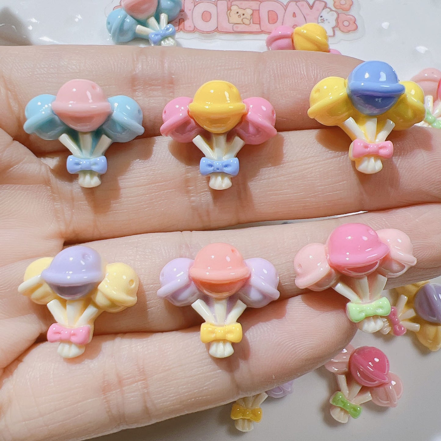 （5pic for 1bag）Cutie lollipop bouquets diy resin charms （pack offline）