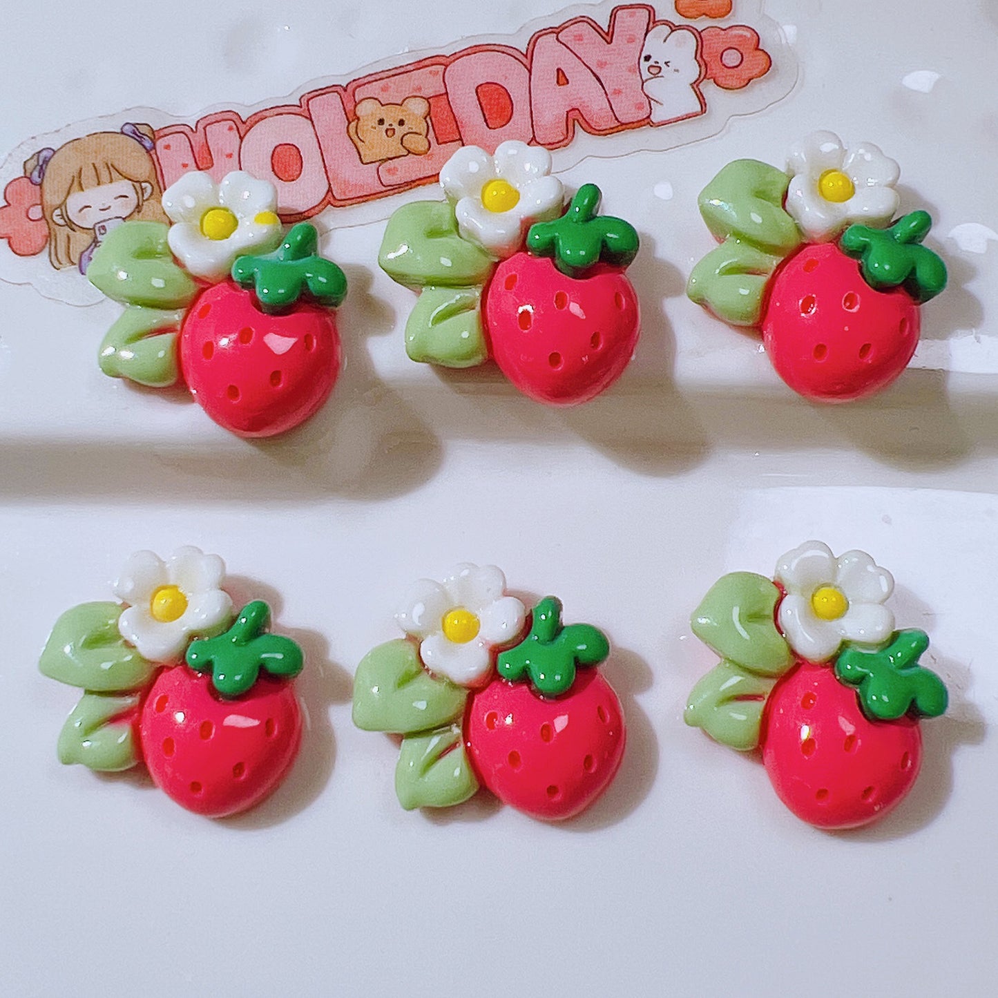 （5pic for 1bag）Cutie small  strawberry diy resin charmss（pack offline）