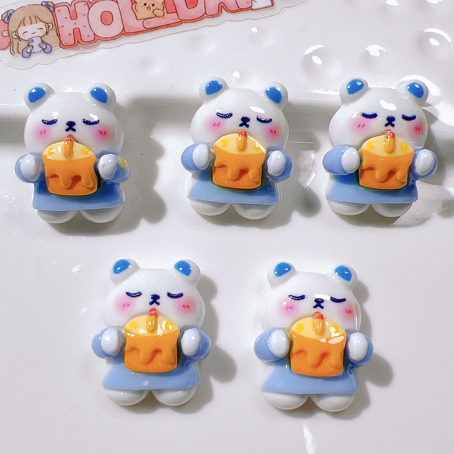 （5pic for 1bag）Cutie Happy Cat Cake Diy Resin Charms （pack Offline）