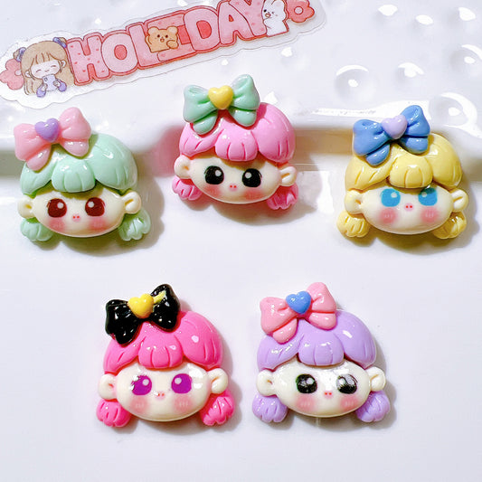 （5pic for1bag）Cutie bow tie girl diy  resin  charms（pack offline）