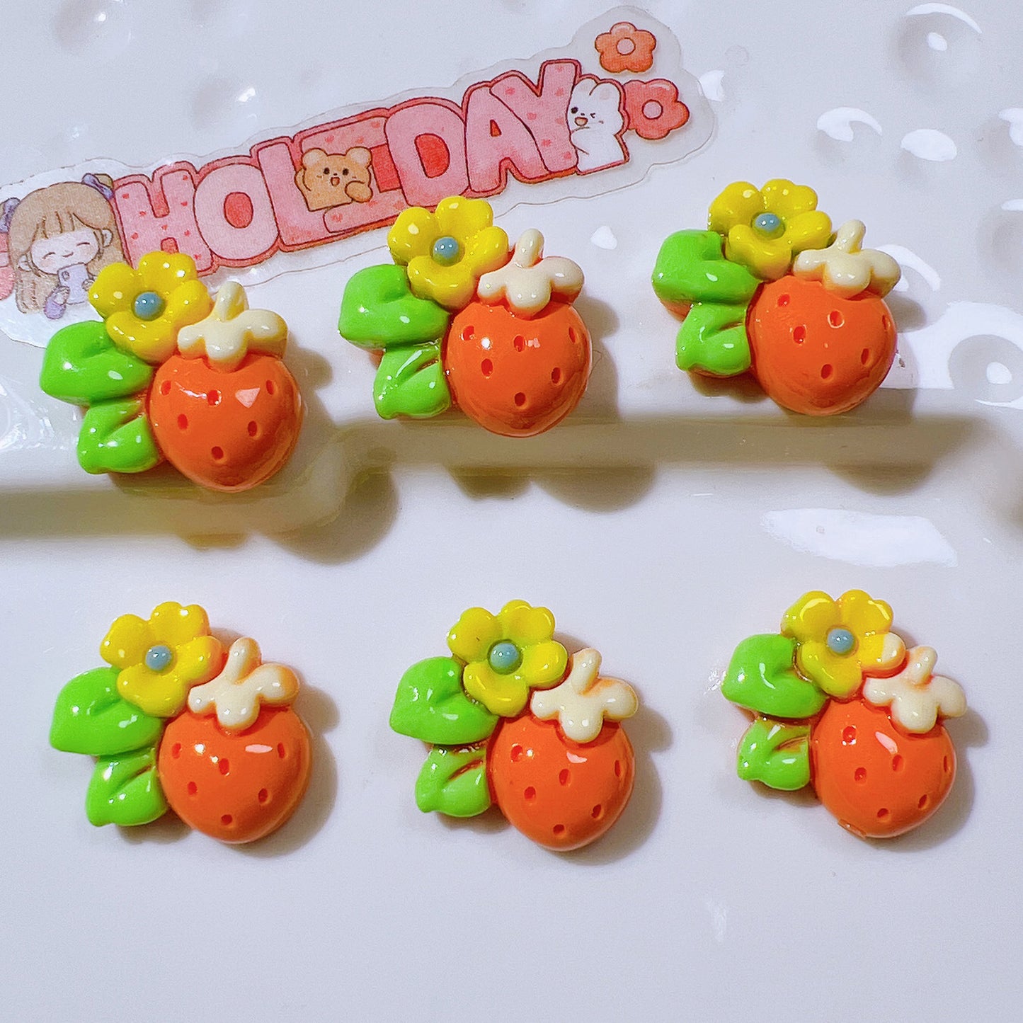 （5pic for 1bag）Cutie small  strawberry diy resin charmss（pack offline）