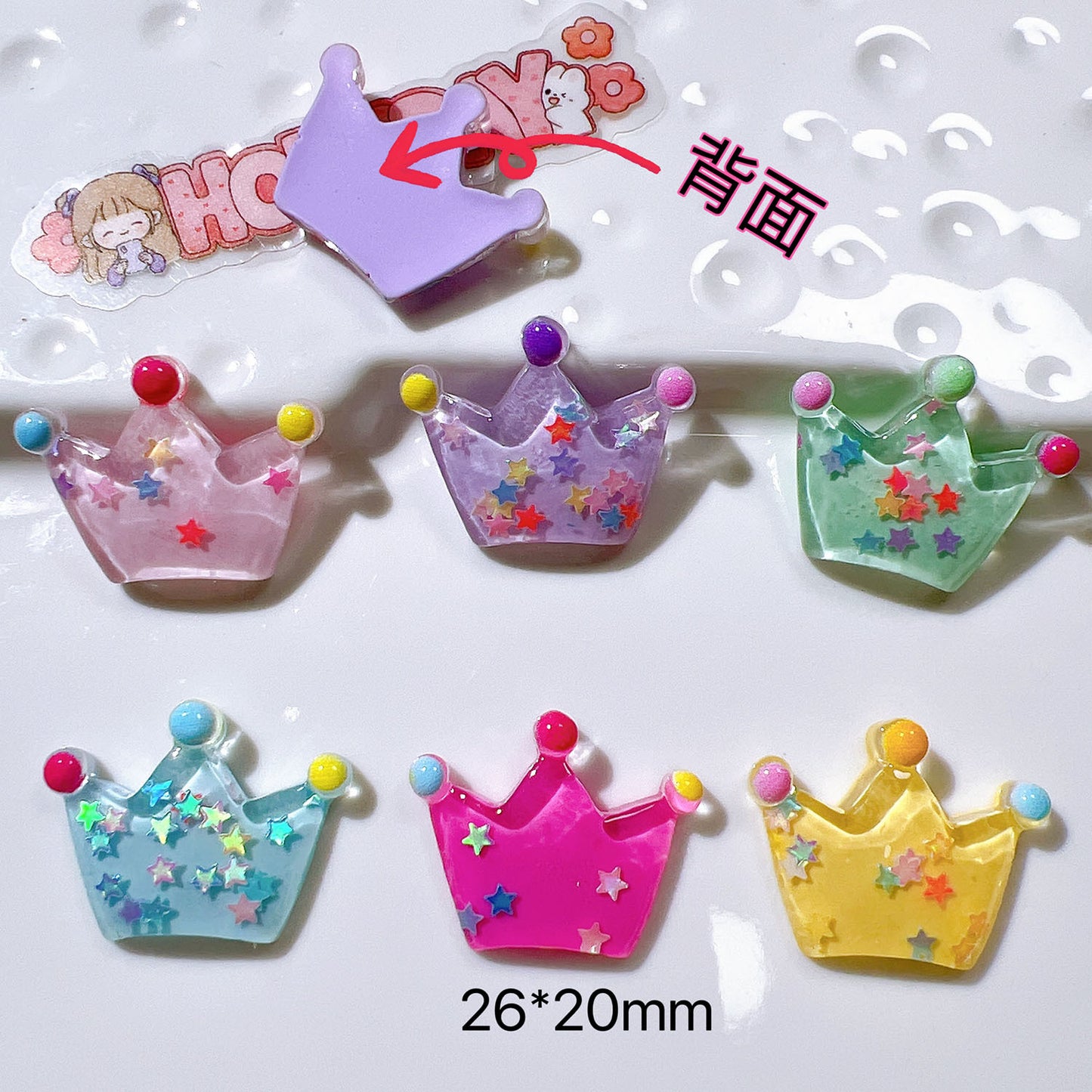 (5pic for 1 Bag) Cutie Transparent Sequins Crown DIY Resin Charms  (Pack Offline)