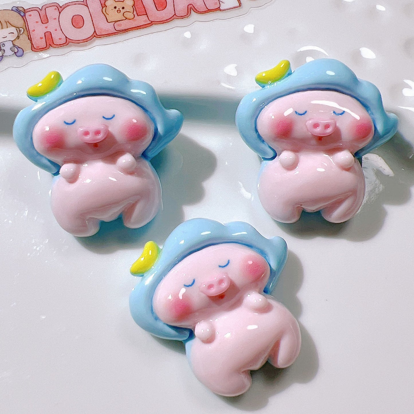 (5pic for 1 Bag)cutie Moon Pig Diy Resin Charms  (Pack Offline)