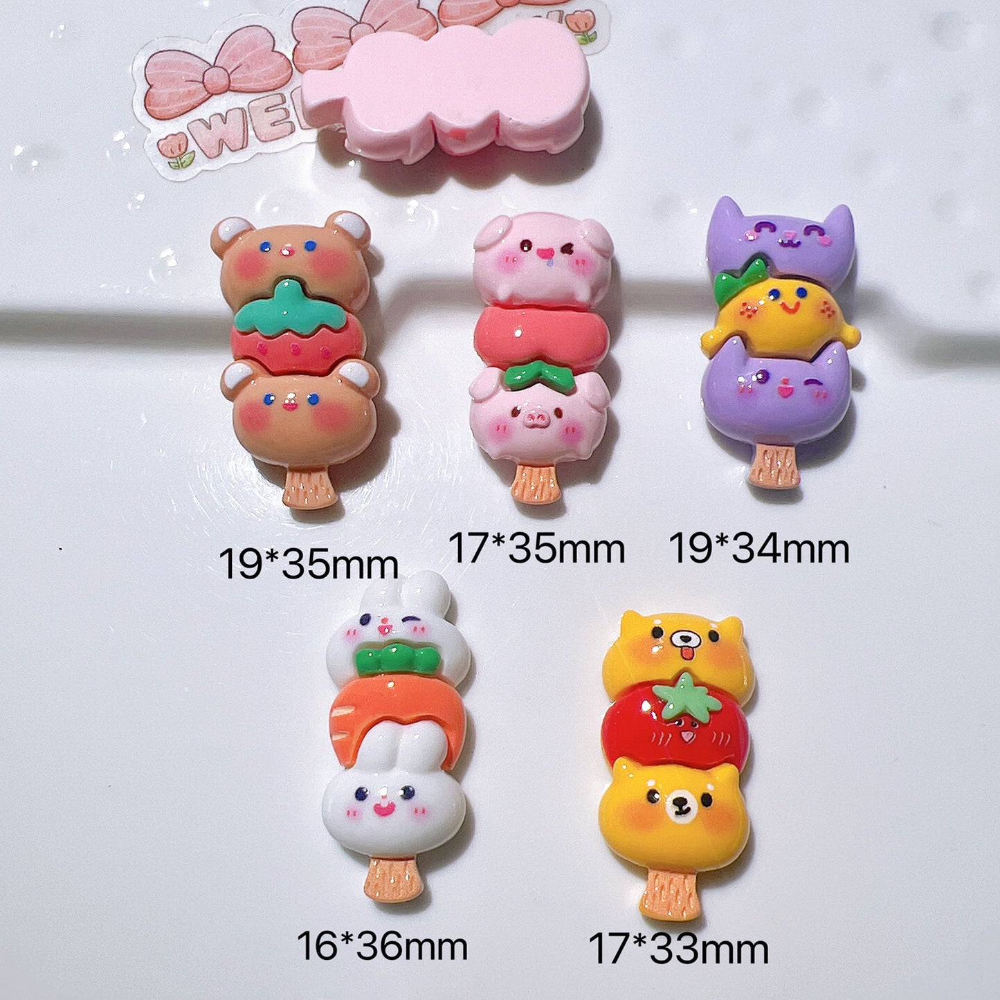 (5pic for 1 Bag) Cutie Cartoon on Sticks String  Diy Resin Charms (Pack Offline)