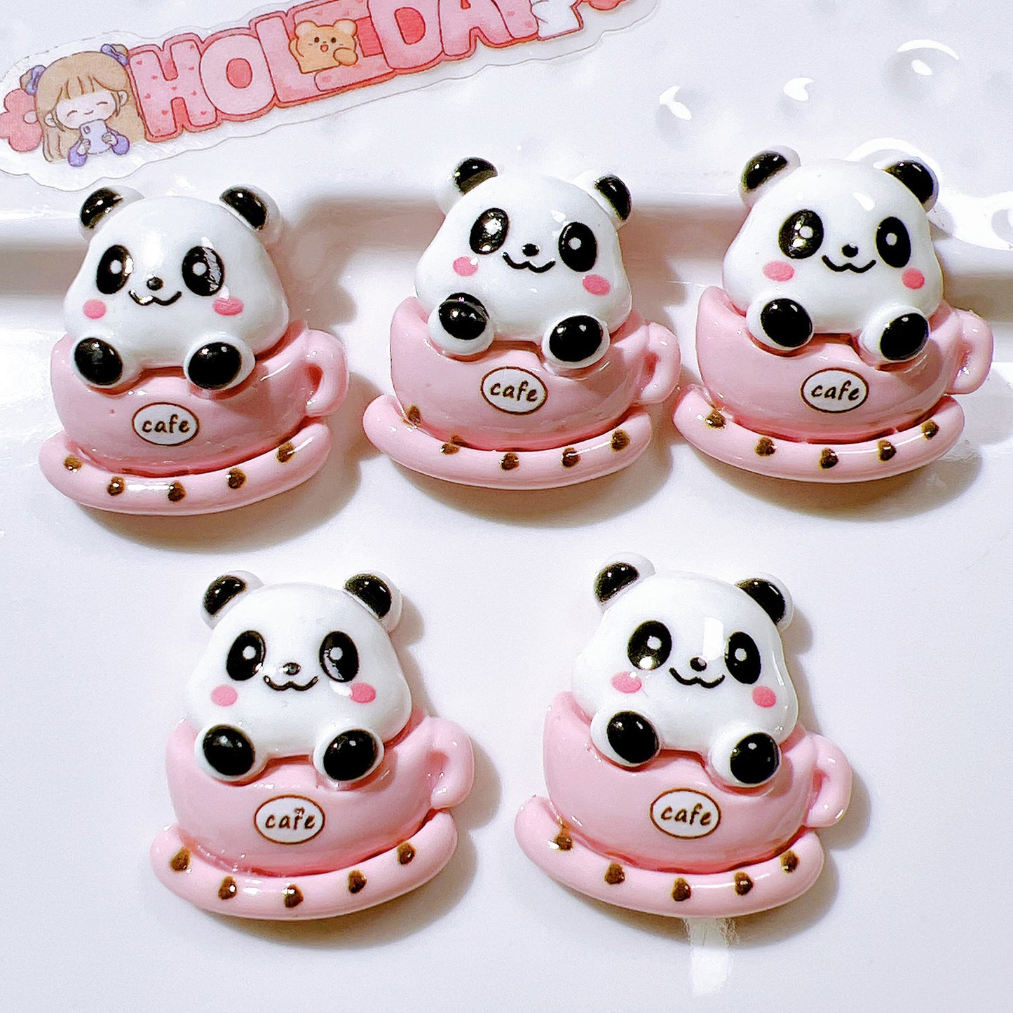 （5pic for1bag）Cutie diy charms resin patches handmade materials cream glue phone case diy kids hair accessories accessories pink bread bear