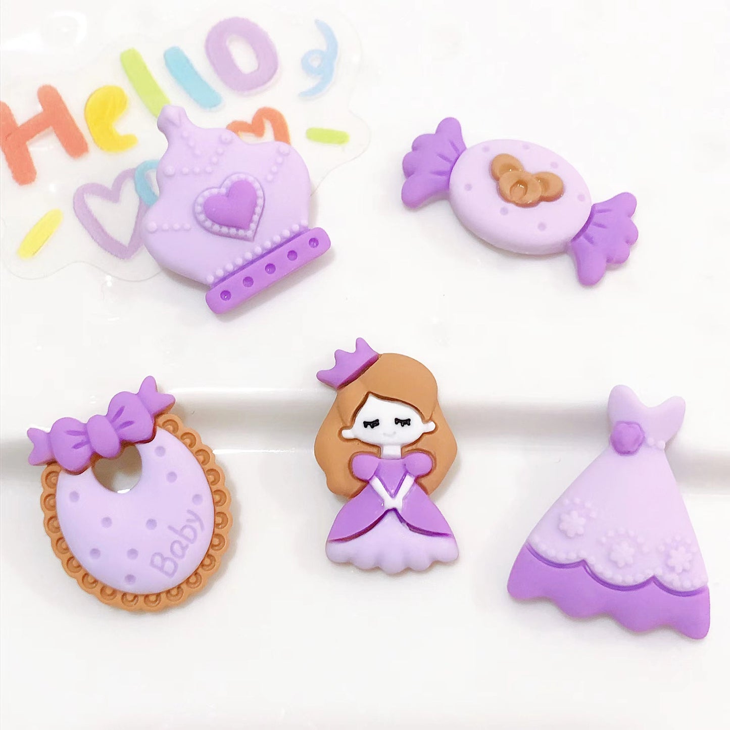 (5pic for 1 Bag) Cute Purple Princess Crown DIY Resin Charms (Pack Offline)