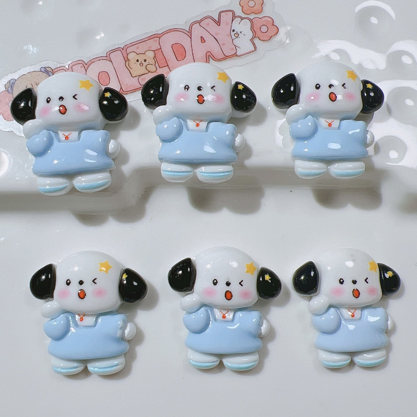 （5pic for 1bag）Cutie black ear dog diy resin charms （pack offline）