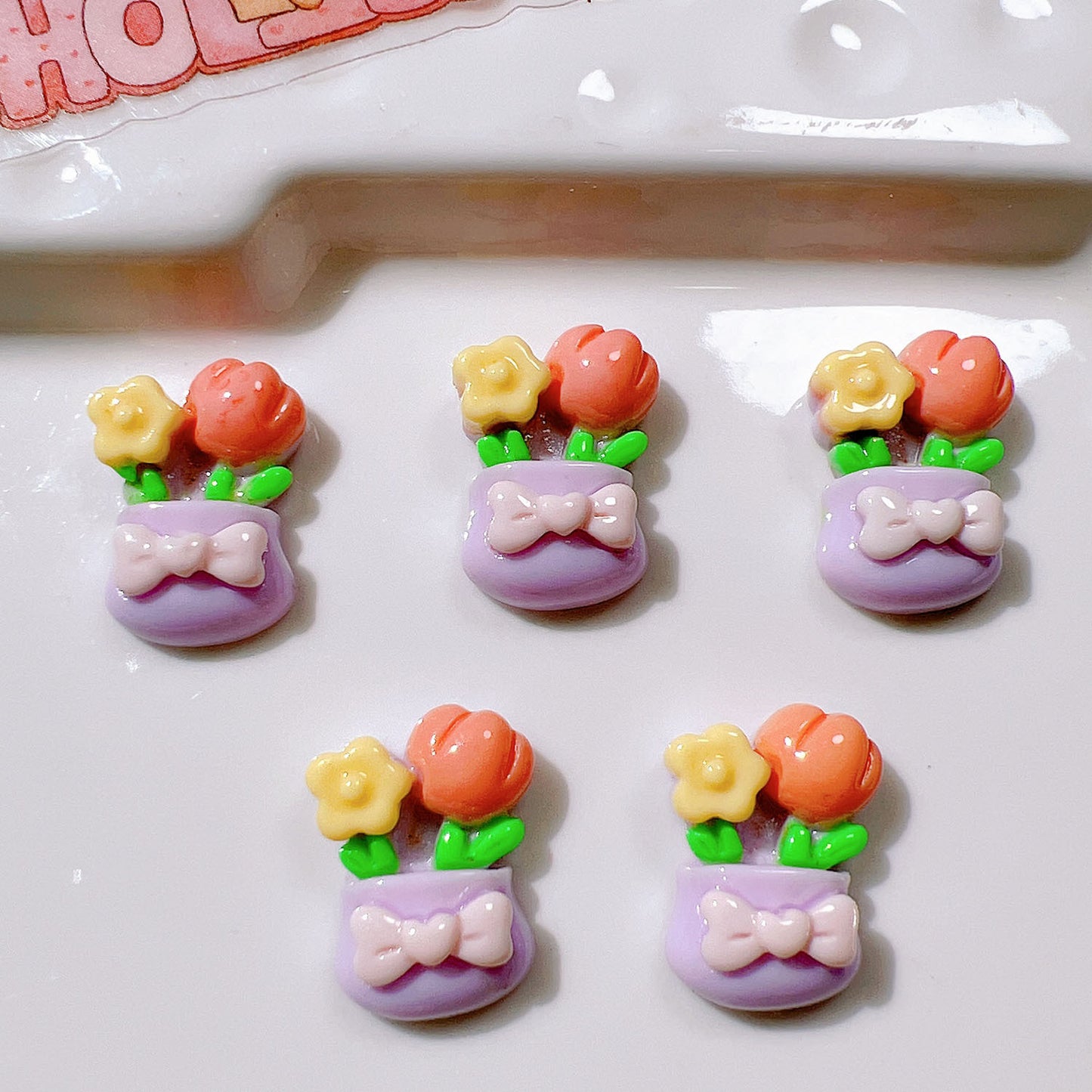 （5pic for 1bag）Cutie mini flower pot diy resin charms （pack offline）