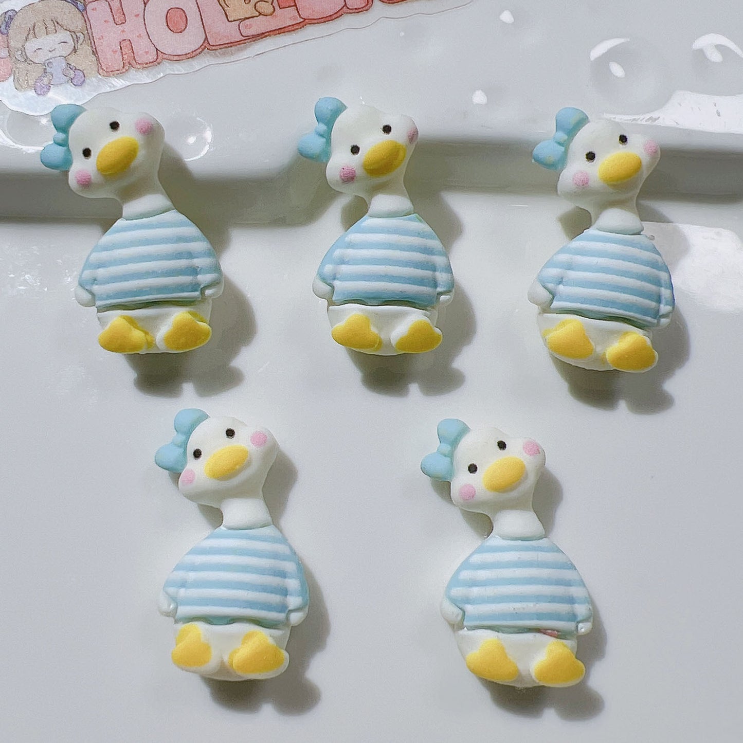 （5pic for 1bag）Cutie Crooked Head Duck Diy Resin Charms （pack Offline）