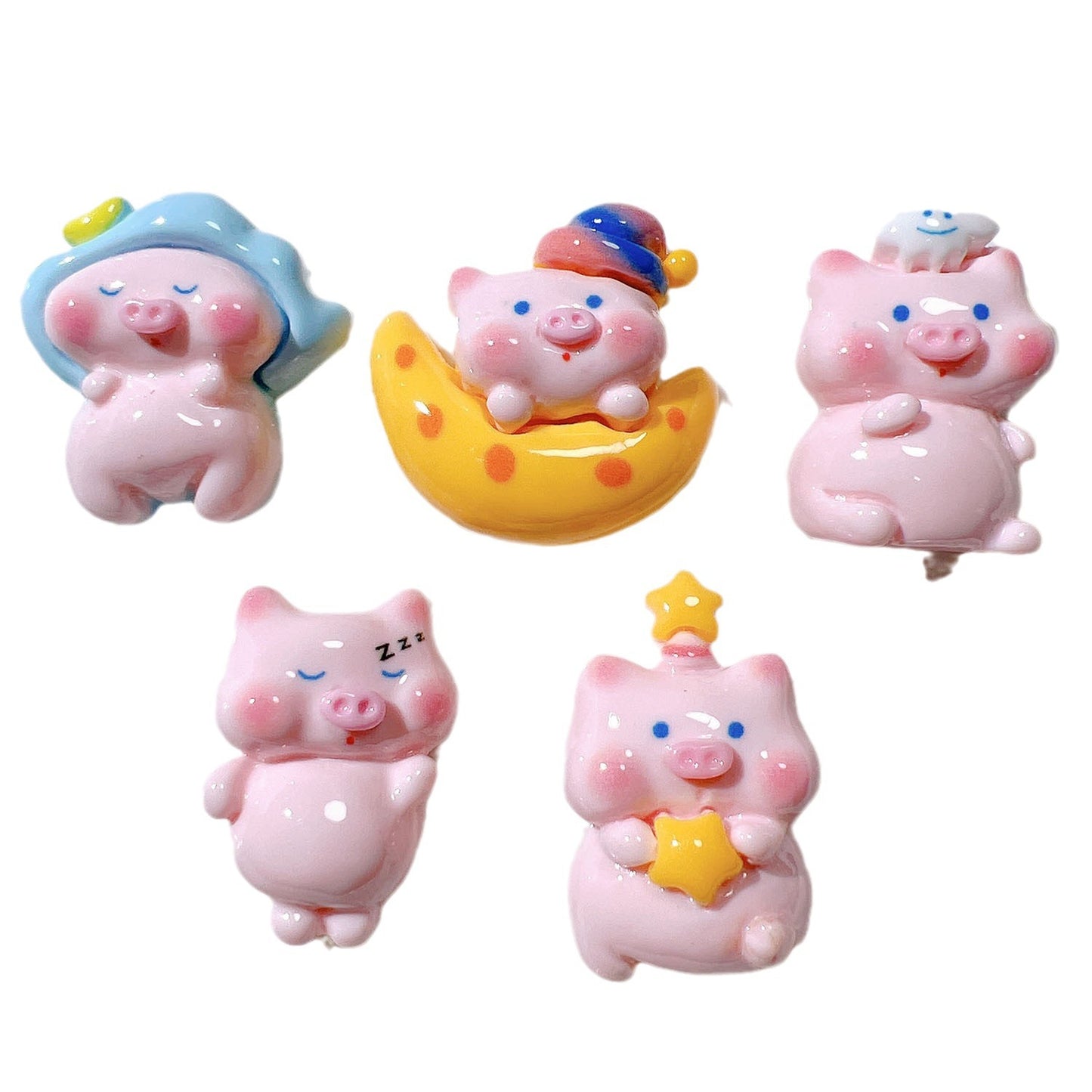 (5pic for 1 Bag)cutie Moon Pig Diy Resin Charms  (Pack Offline)