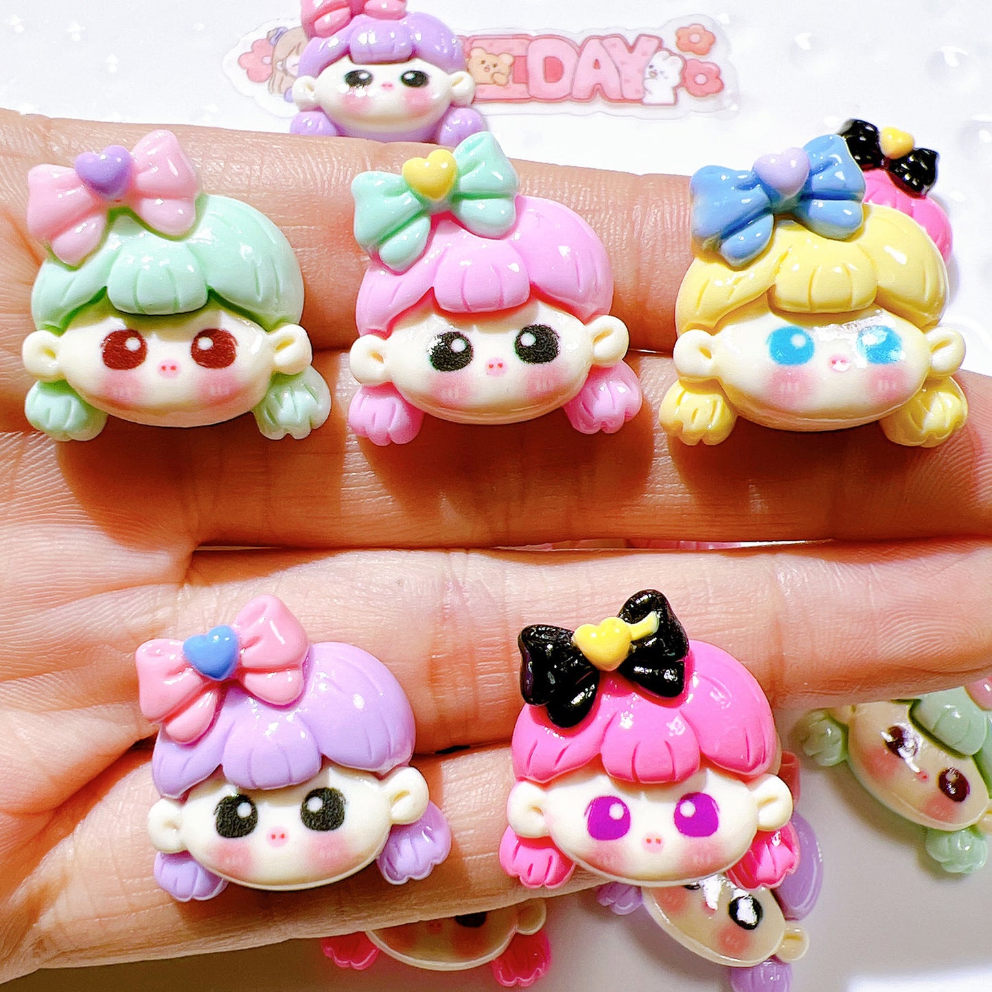 （5pic for1bag）Cutie bow tie girl diy  resin  charms（pack offline）