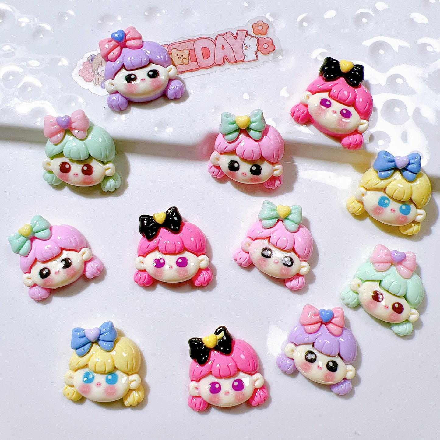 （5pic for1bag）Cutie bow tie girl diy  resin  charms（pack offline）