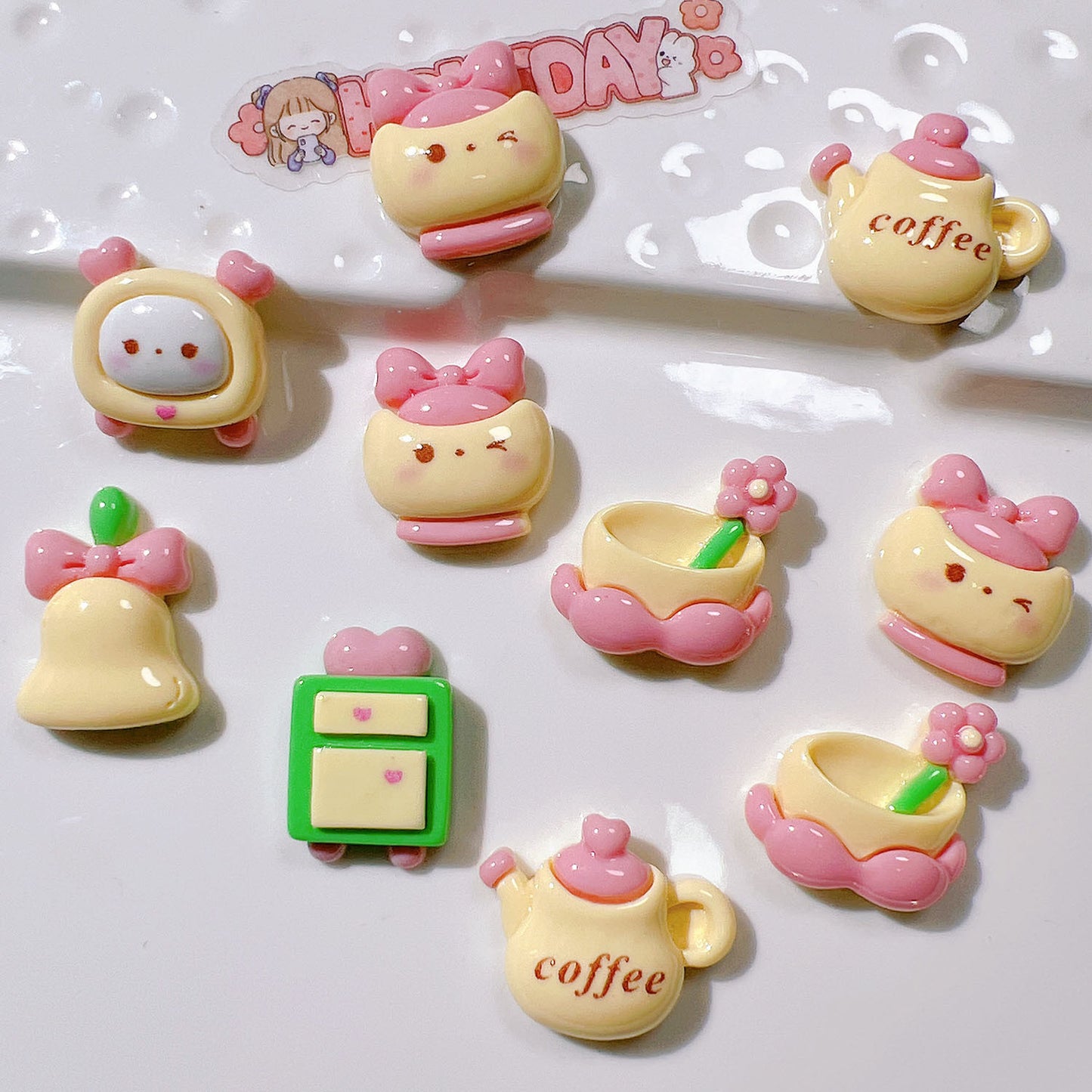 (5pic for 1 Bag) Cutie  Coffee Teapot DIY Resin Charms (Pack Offline)