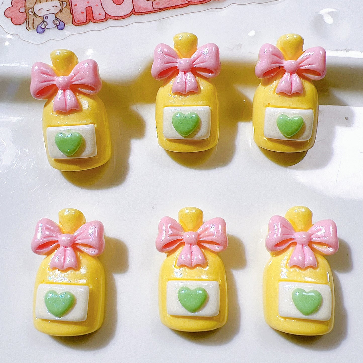 （5pic for1bag）Cutie pearl bow bottle  diy  resin charms（pack offline）