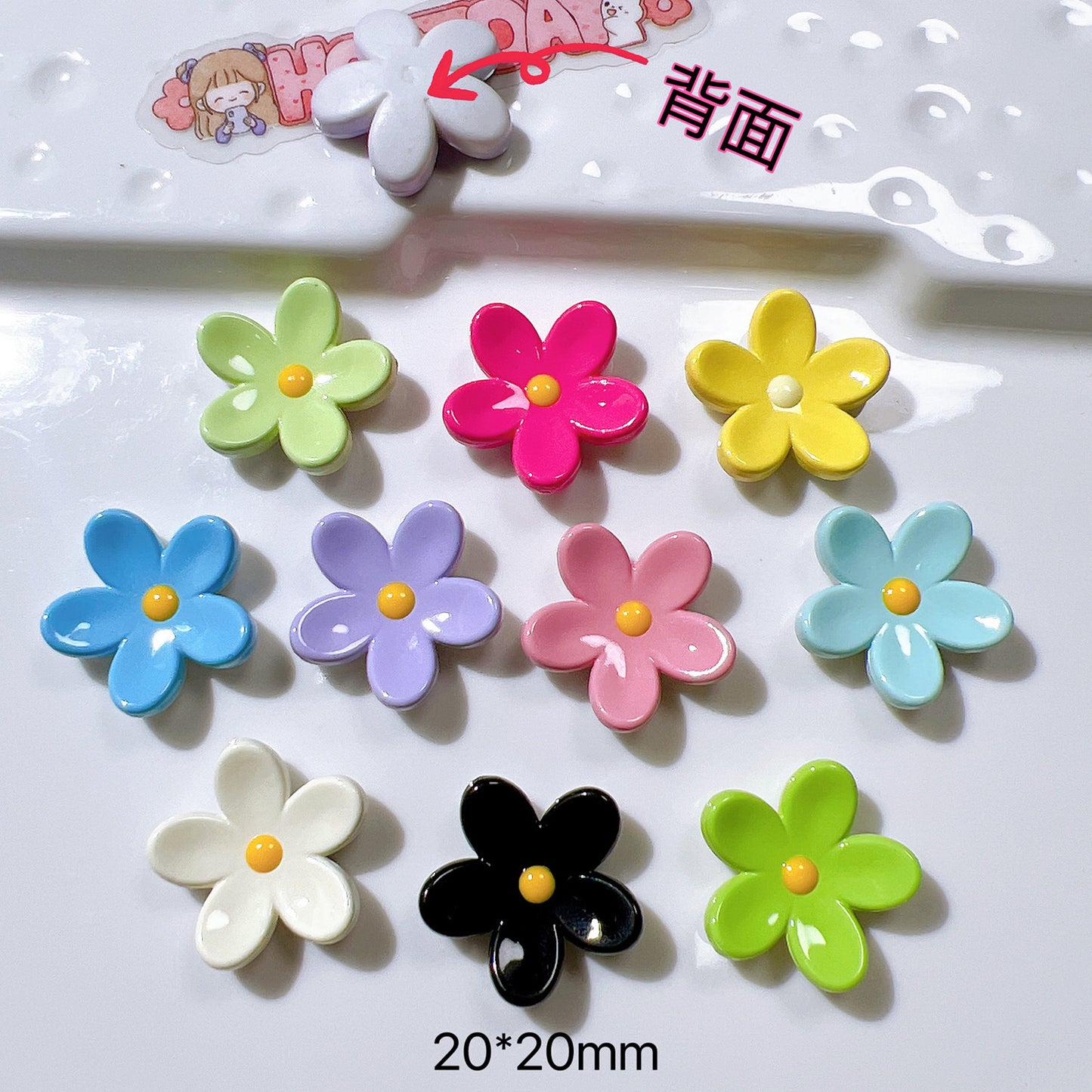 (5pic for 1 Bag) Cute Raised Edge Flowers DIY Resin Charms   (Pack Offline)