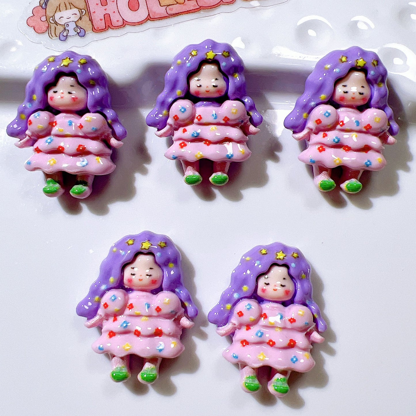 (5pic for 1 Bag) Cutie Constellation Girls DIY Resin Charms  (Pack Offline)