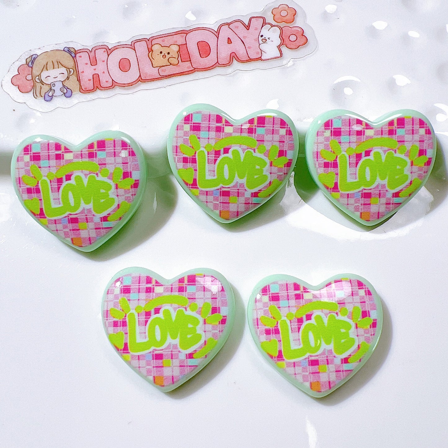 （5pic for1bag）Cutie heart diy charms resin （pack offline）