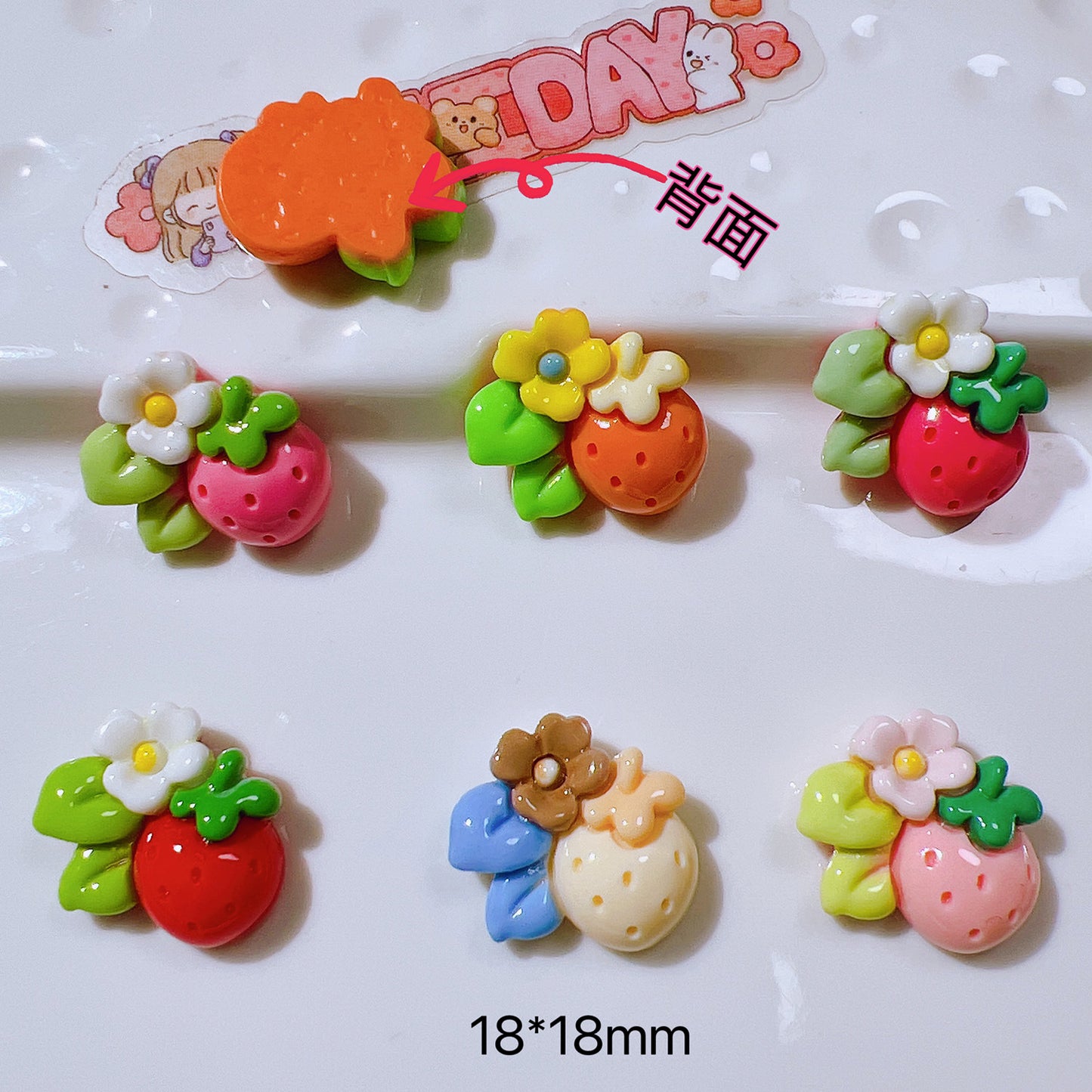 （5pic for 1bag）Cutie small  strawberry diy resin charmss（pack offline）