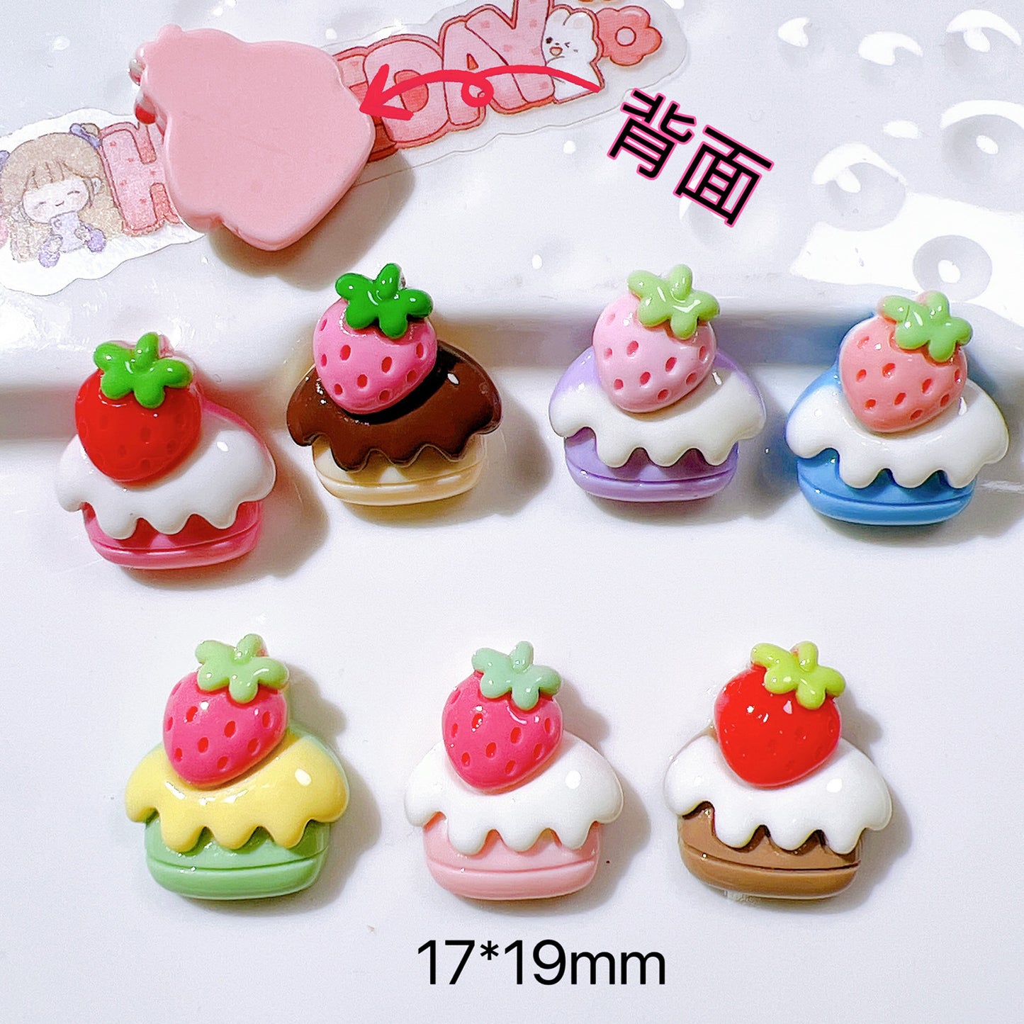 （5pic for 1bag）Cutie strawberry cake diy resin charms （pack offline）