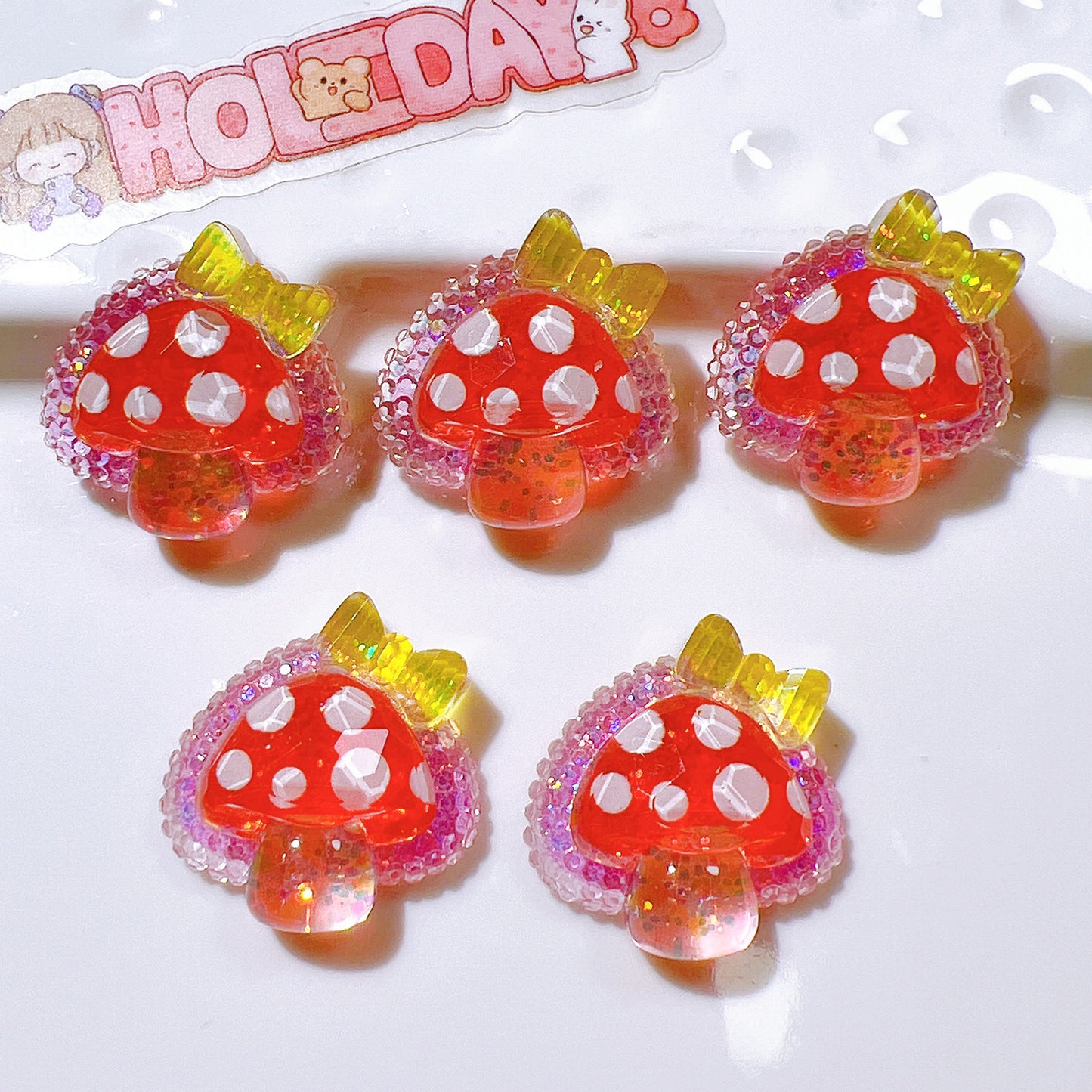 （5pic for1bag）Cutie stars mushrooms diy charms（pack offline）