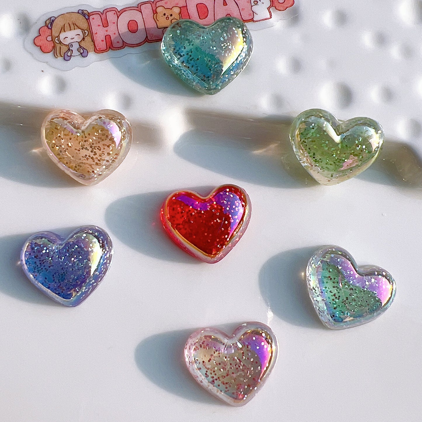 (5pic for 1 Bag) Cuteacrylic Glitter Pink Love Charms (Pack Offline)