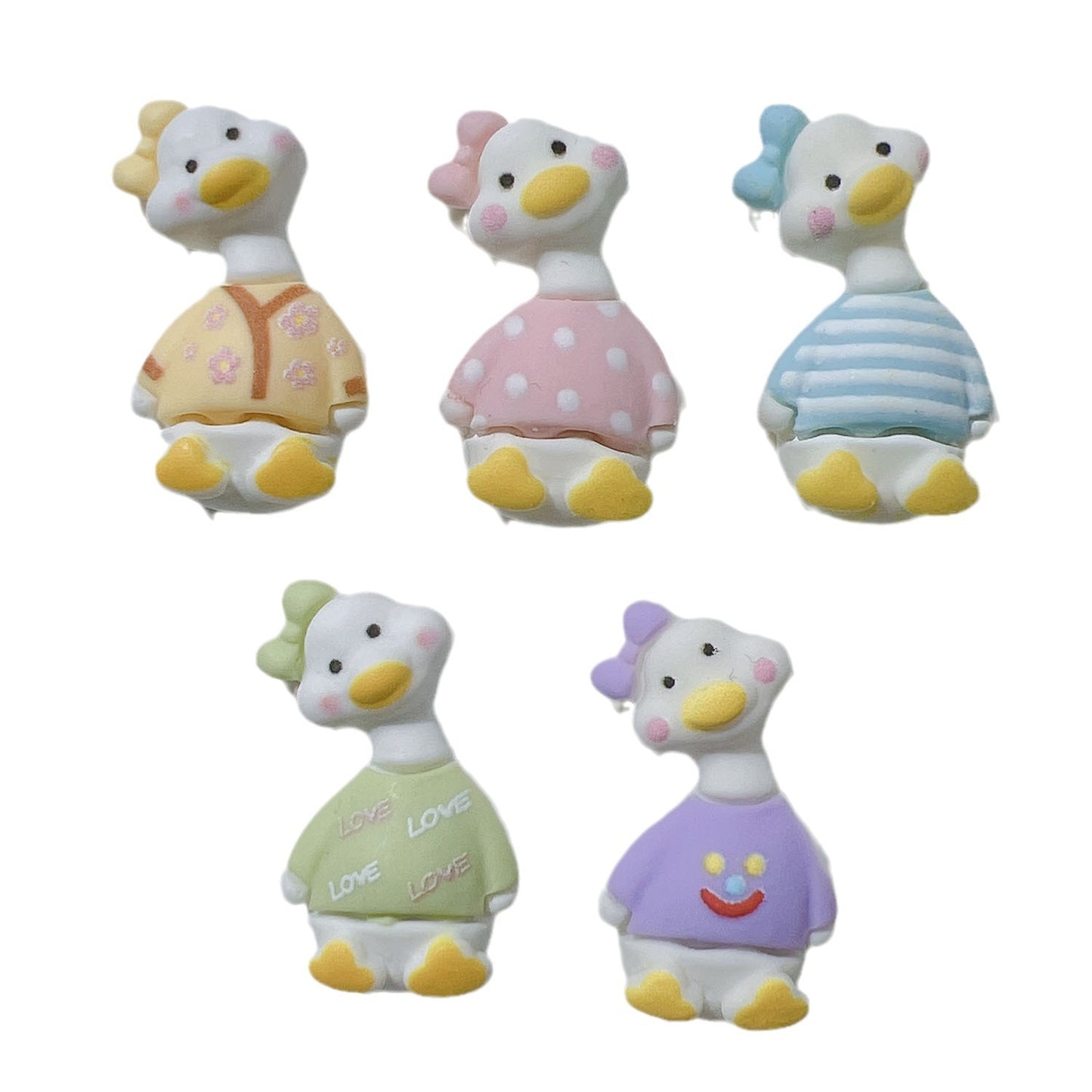 （5pic for 1bag）Cutie Crooked Head Duck Diy Resin Charms （pack Offline）