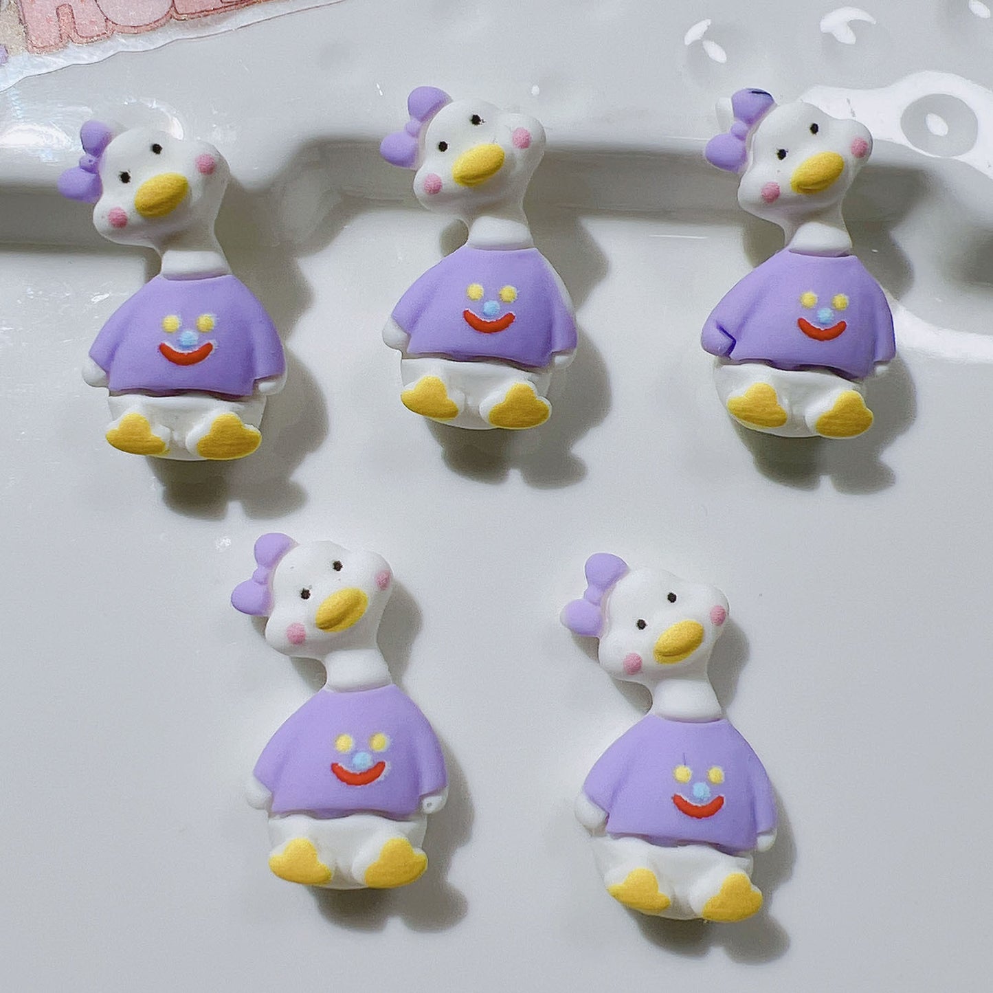 （5pic for 1bag）Cutie Crooked Head Duck Diy Resin Charms （pack Offline）