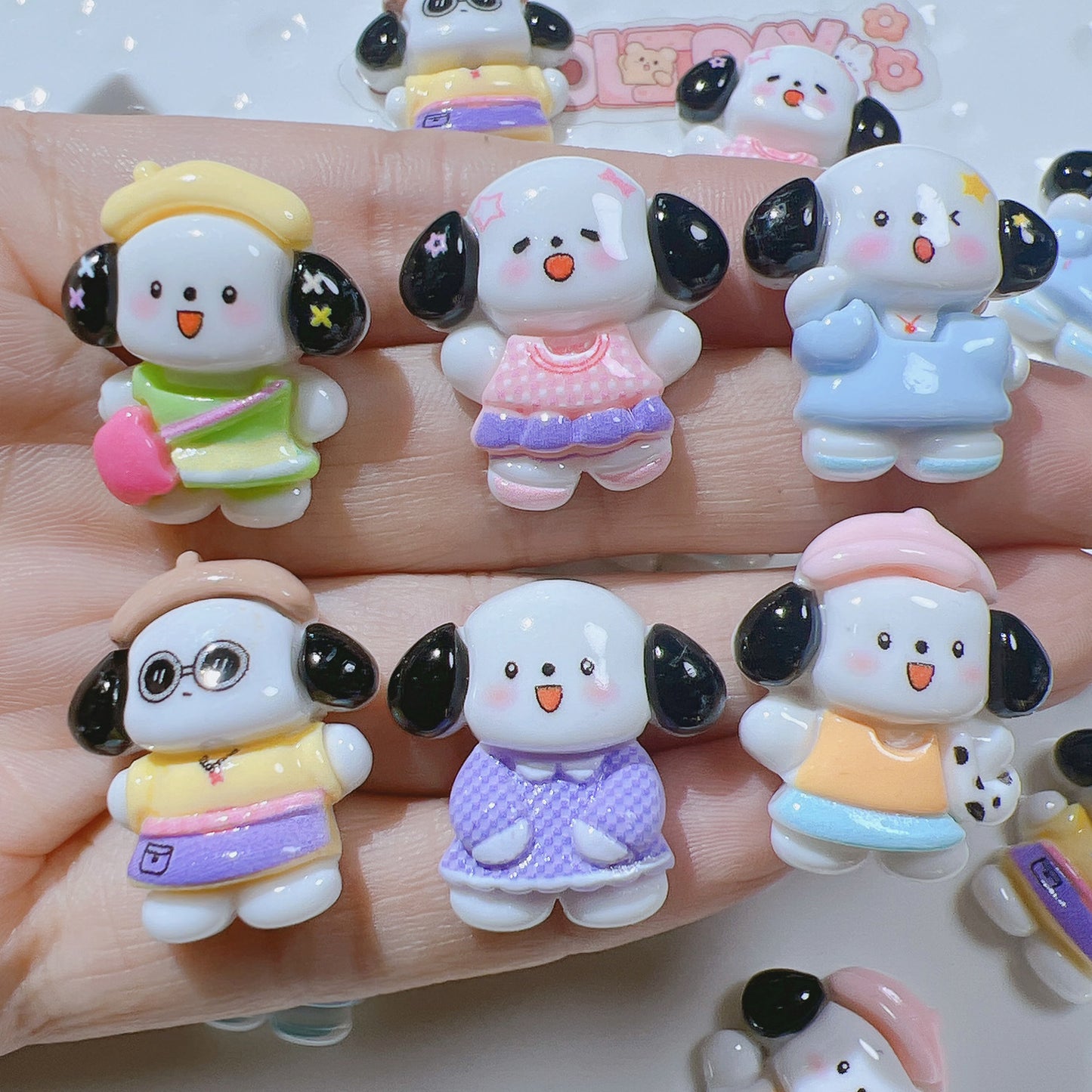 （5pic for 1bag）Cutie black ear dog diy resin charms （pack offline）